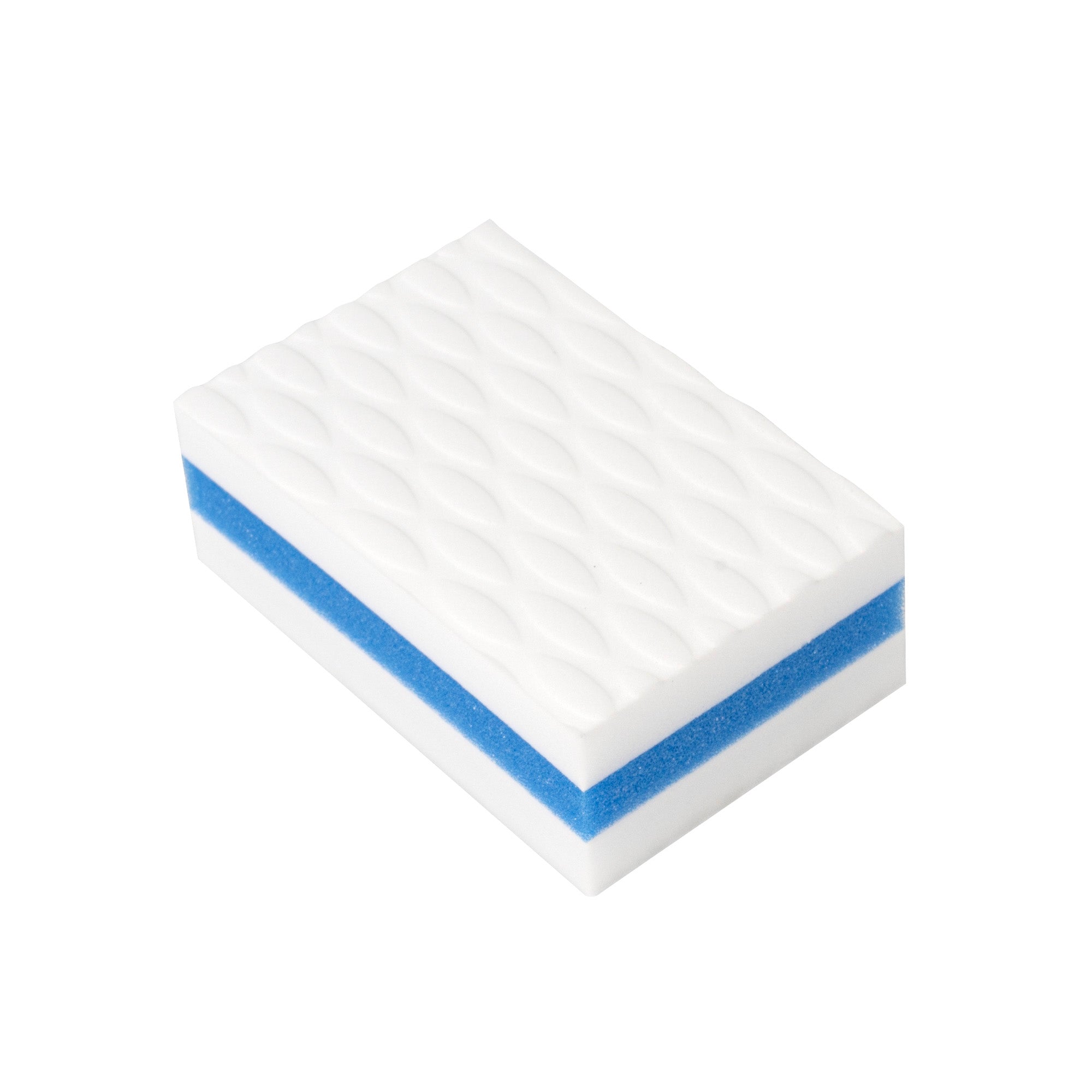 Clean Tek Professional White and Blue Triple Layer Melamine Eraser Sponge - 4 1/4" x 2 3/4" x 1 1/2" - 60 count box