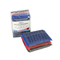 Clean Tek Professional Heavy-Duty Multi-Purpose Assorted Iron Scrub Sponge - Gray, Red, and Blue - 5
