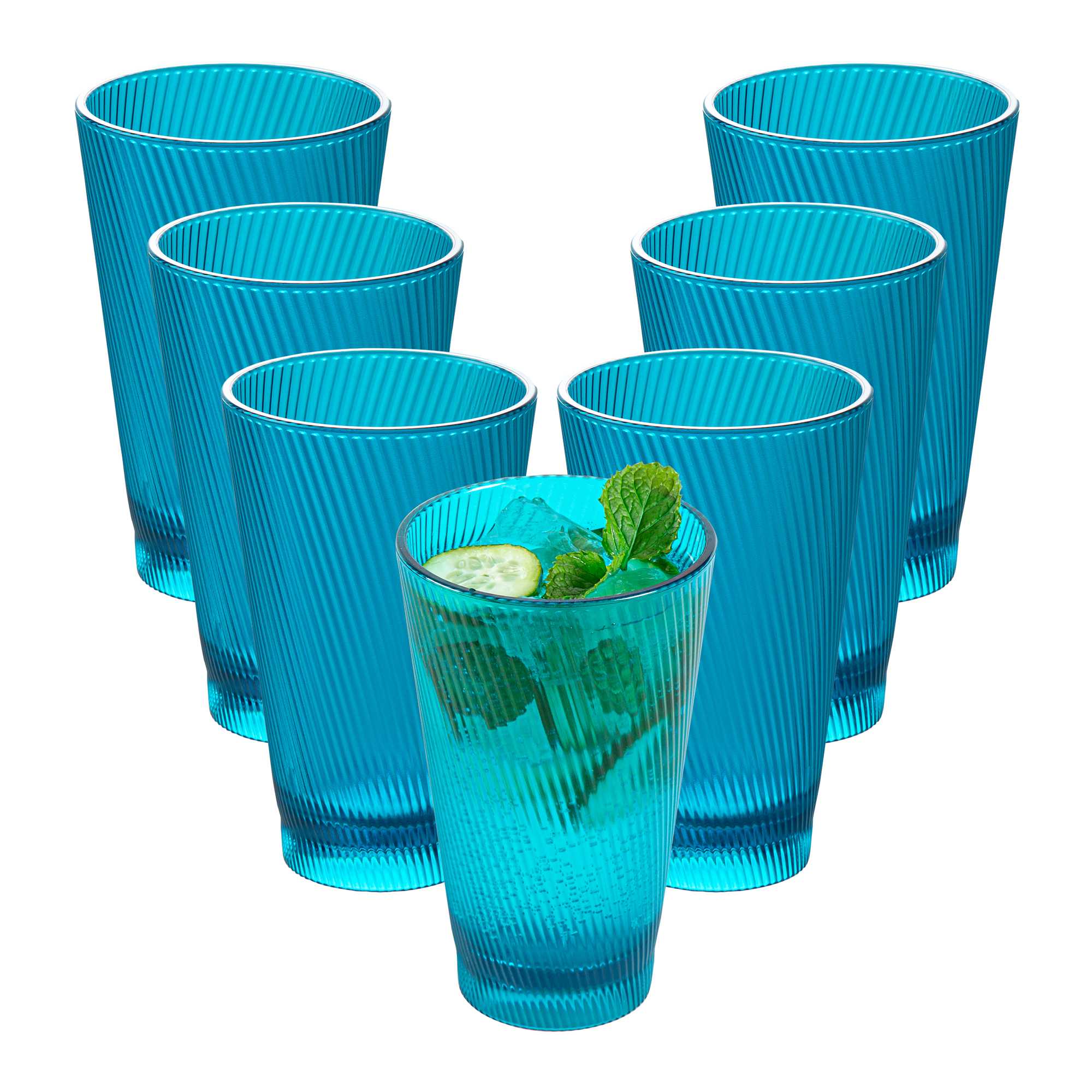 Bev Tek 14 oz Blue SAN Plastic Tumbler - 6 count box
