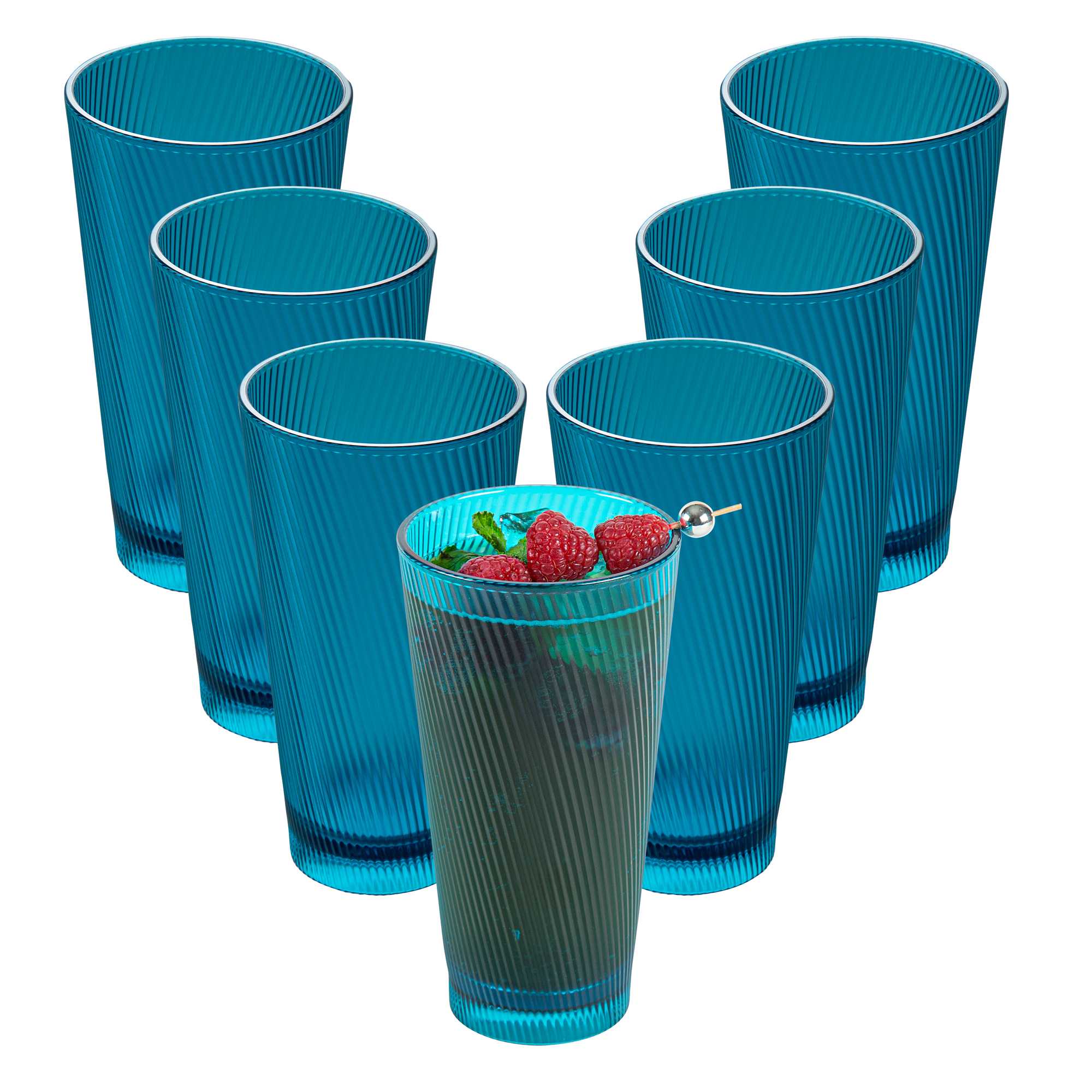 Bev Tek 20 oz Blue SAN Plastic Tumbler - 6 count box