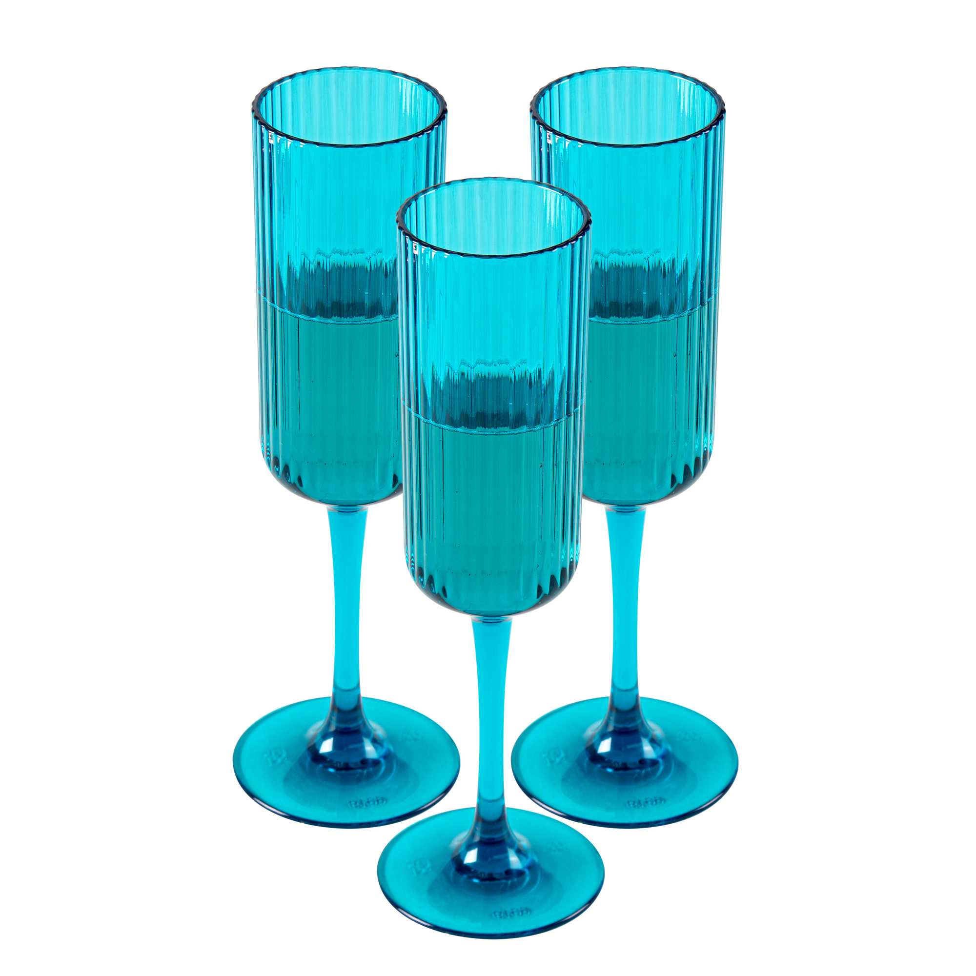 Bev Tek 6 oz Blue SAN Plastic Champagne Flute - 6 count box