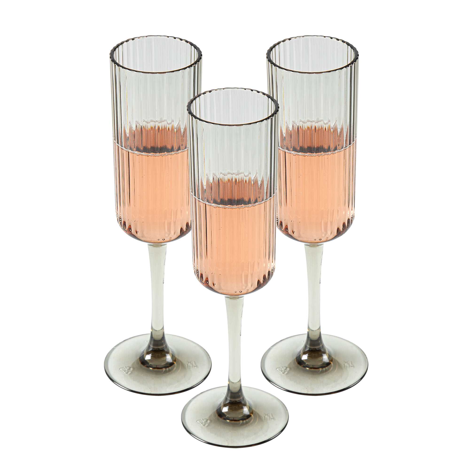 Bev Tek 6 oz Gray SAN Plastic Champagne Flute - 6 count box