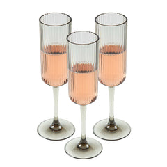 Bev Tek 6 oz Gray SAN Plastic Champagne Flute - 6 count box