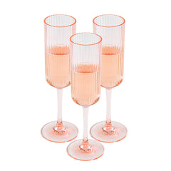 Bev Tek 6 oz Pink SAN Plastic Champagne Flute - 6 count box