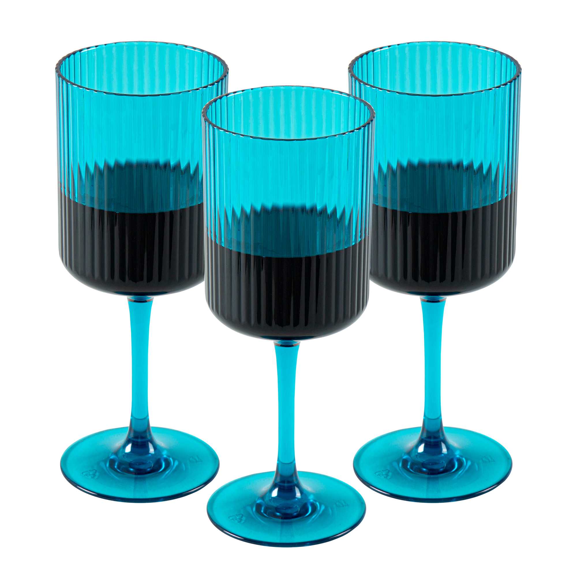 Bev Tek 12 oz Blue SAN Plastic Wine Glass - 6 count box