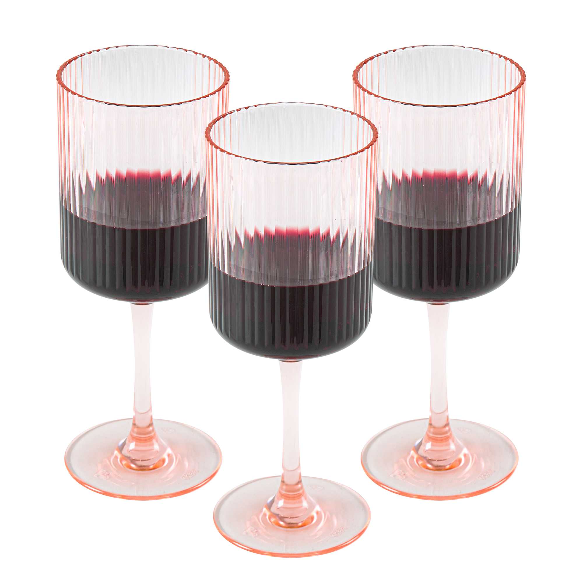 Bev Tek 12 oz Pink SAN Plastic Wine Glass - 6 count box