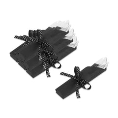 Moderna Clear Plastic Cutlery Set - with Black Napkin, Polka Dot Ribbon - 7 1/4