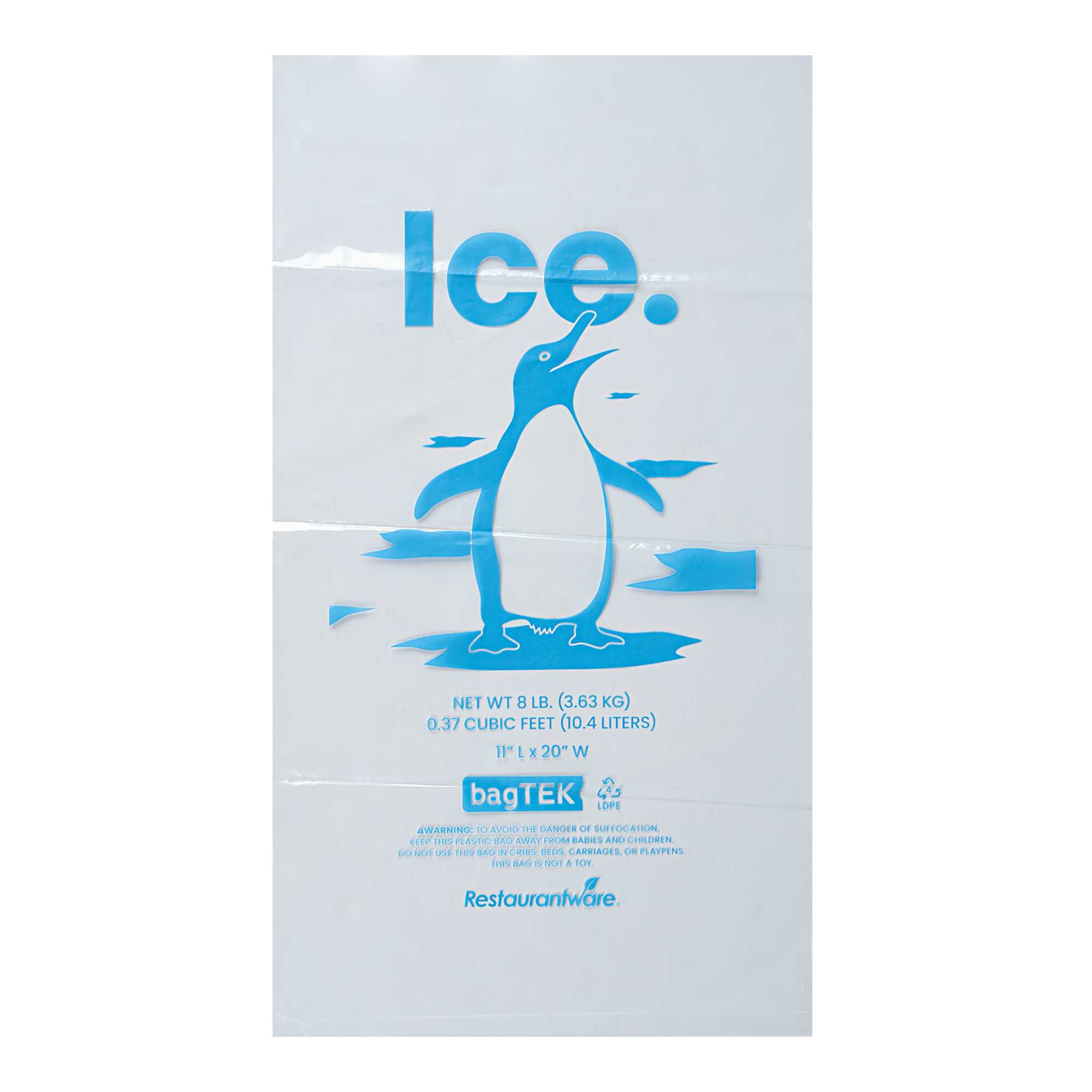 Bag Tek 8 Lb Clear Plastic Ice Bag - with Ice Print - 100 count box
