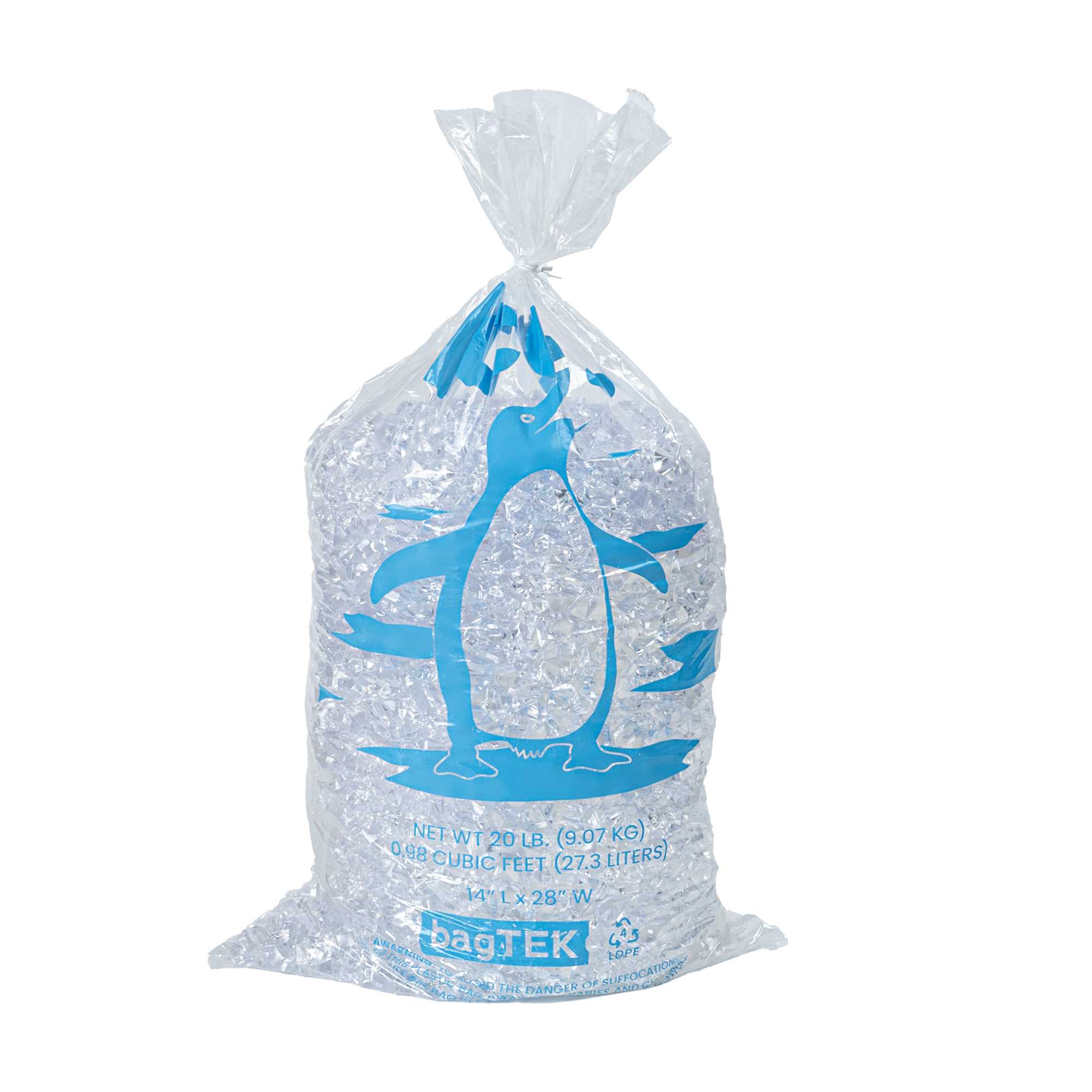 Bag Tek 20 Lb Clear Plastic Ice Bag - with Ice Print - 100 count box