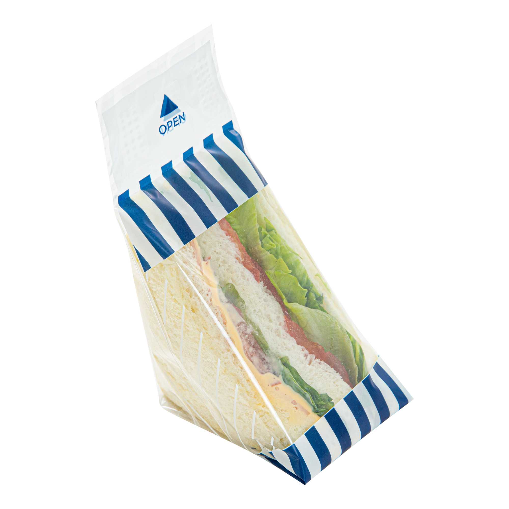 Bag Tek Triangle Striped Plastic Sandwich Bag - Easy To Tear - 7 1/2" x 3" x 7 1/2" - 200 count box