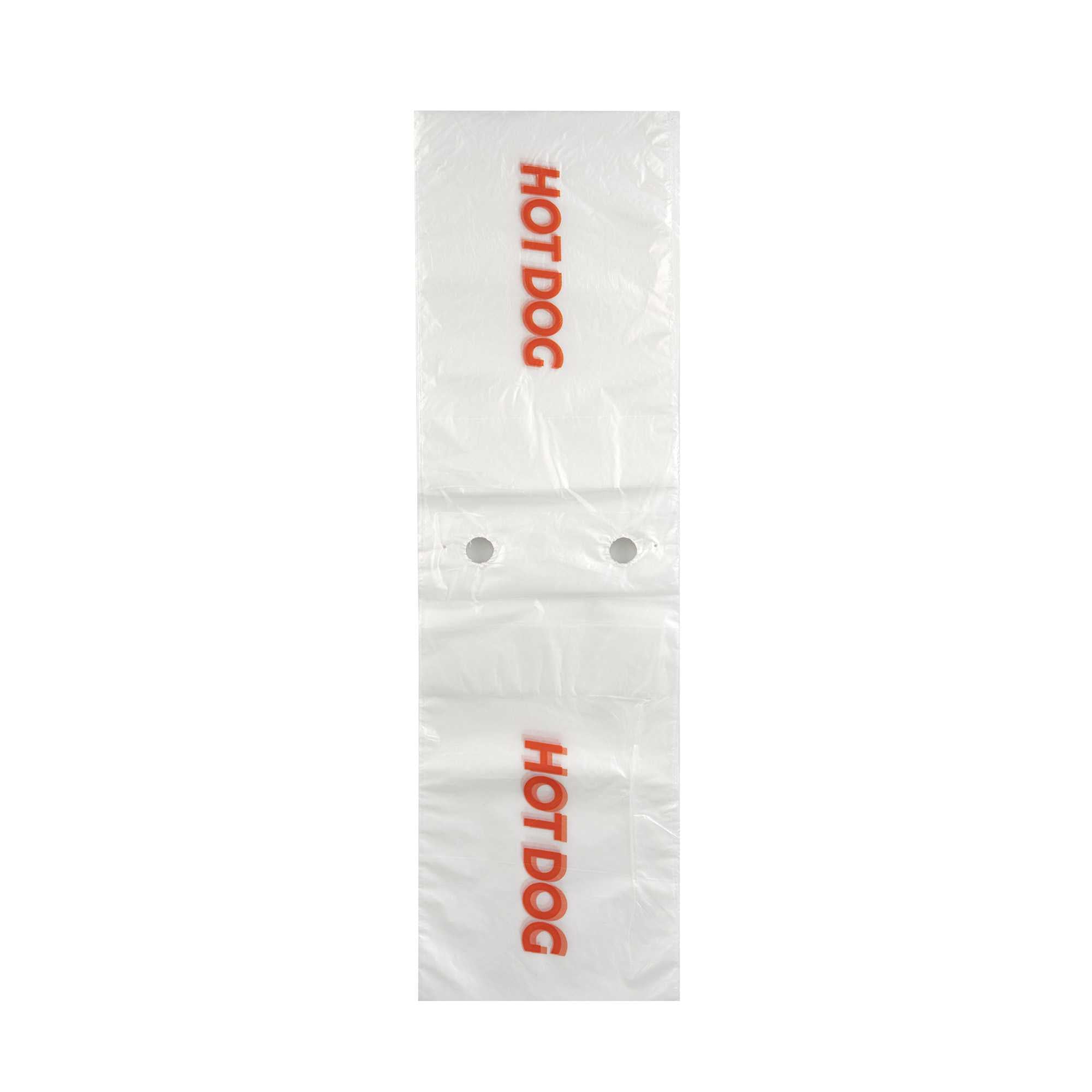 Bag Tek Plastic Printed Deli Saddle Bag - Hot Dog, with Flip Top - 5 1/4" x 10" - 2000 count box
