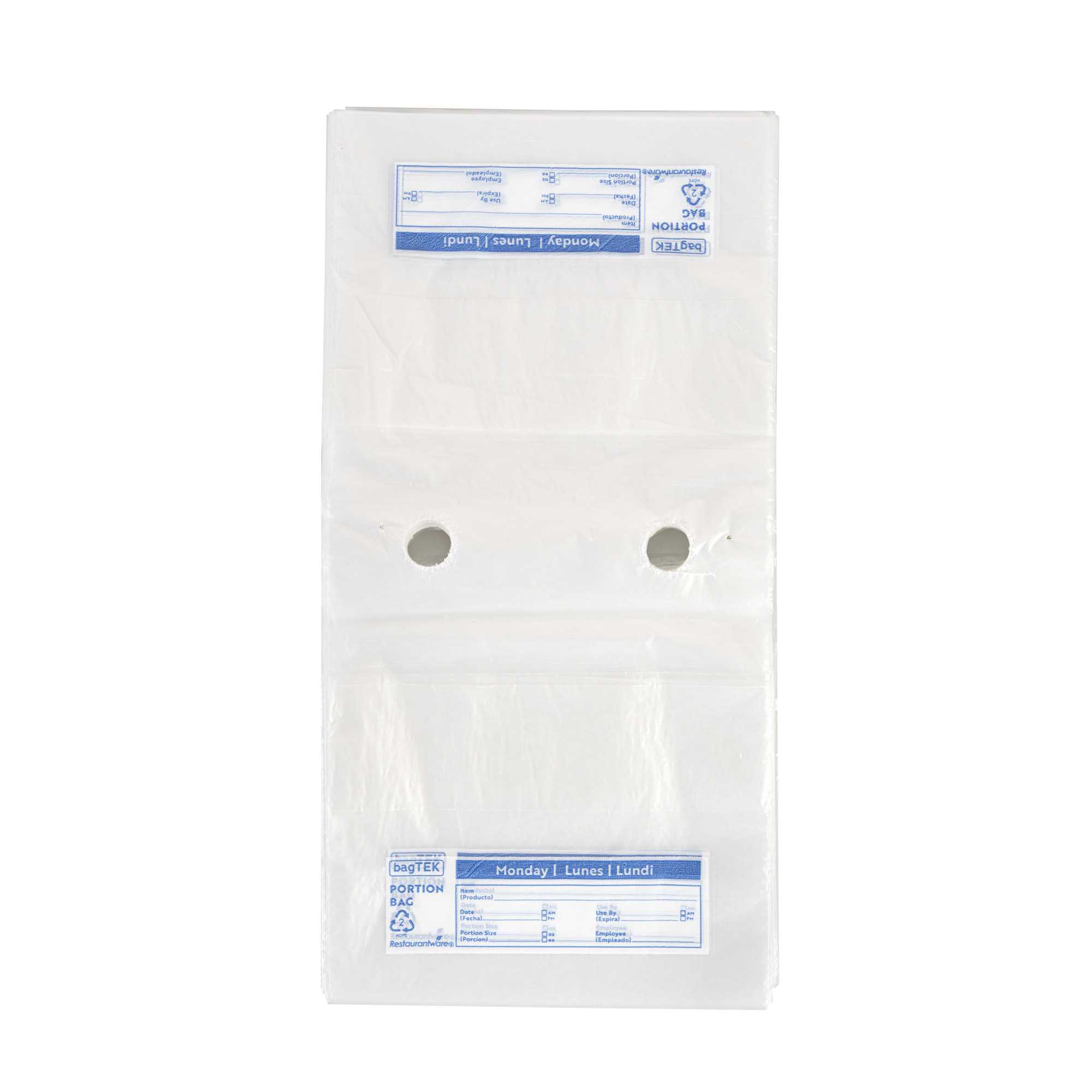 Bag Tek Clear and Blue Plastic Day Of The Week Monday Portion Bag - Trilingual - 5 1/2" x 5 1/2" - 2000 count box