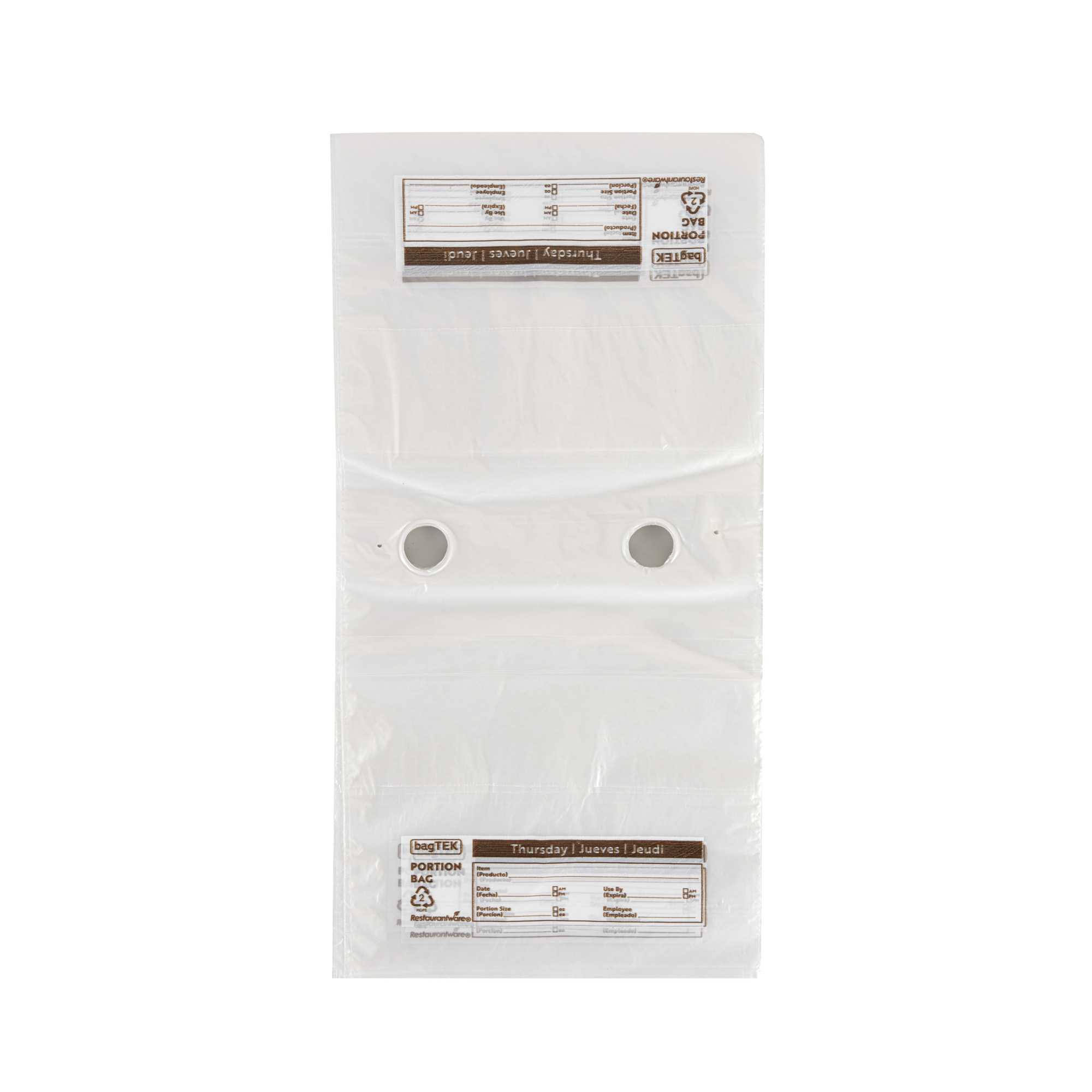 Bag Tek Clear and Brown Plastic Day Of The Week Thursday Portion Bag - Trilingual - 5 1/2" x 5 1/2" - 2000 count box