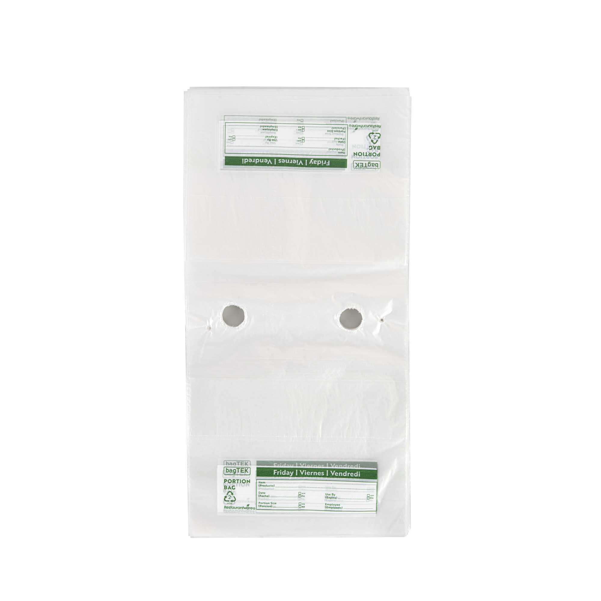Bag Tek Clear and Green Plastic Day Of The Week Friday Portion Bag - Trilingual - 5 1/2" x 5 1/2" - 2000 count box