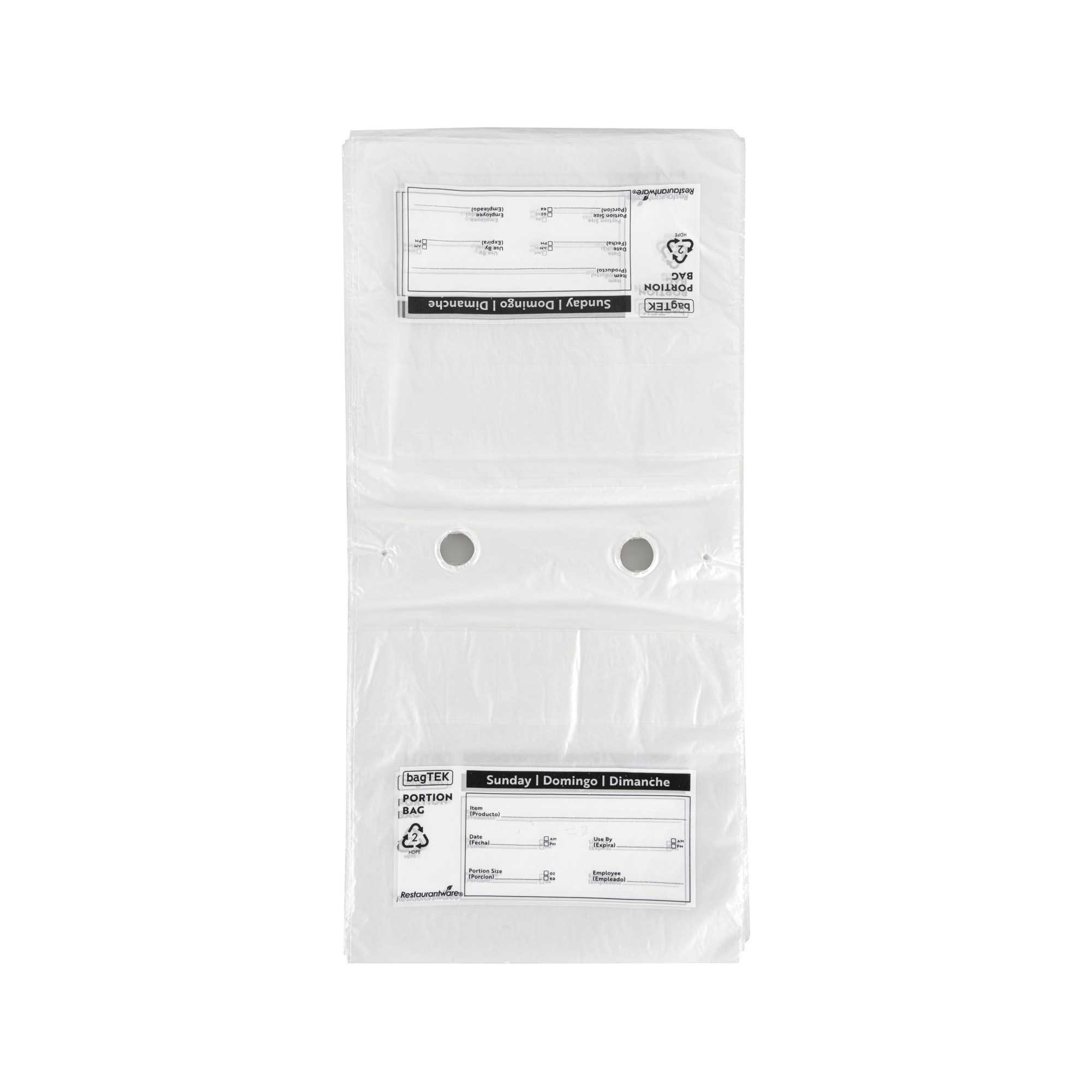 Bag Tek Clear and Black Plastic Day Of The Week Sunday Portion Bag - Trilingual - 6 1/2" x 7" - 2000 count box