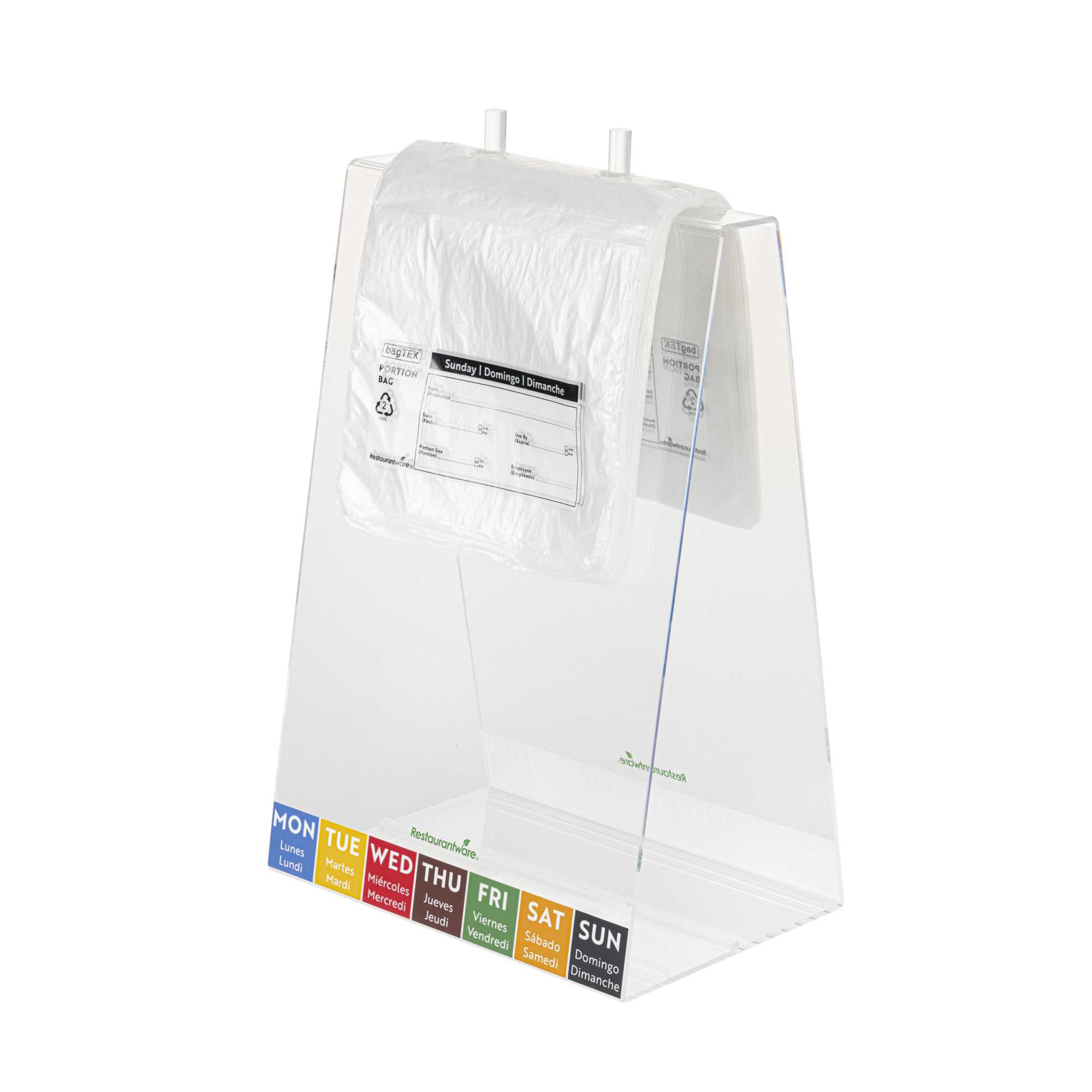 Bag Tek Clear and Black Plastic Day Of The Week Sunday Portion Bag - Trilingual - 6 1/2" x 7" - 200 count box