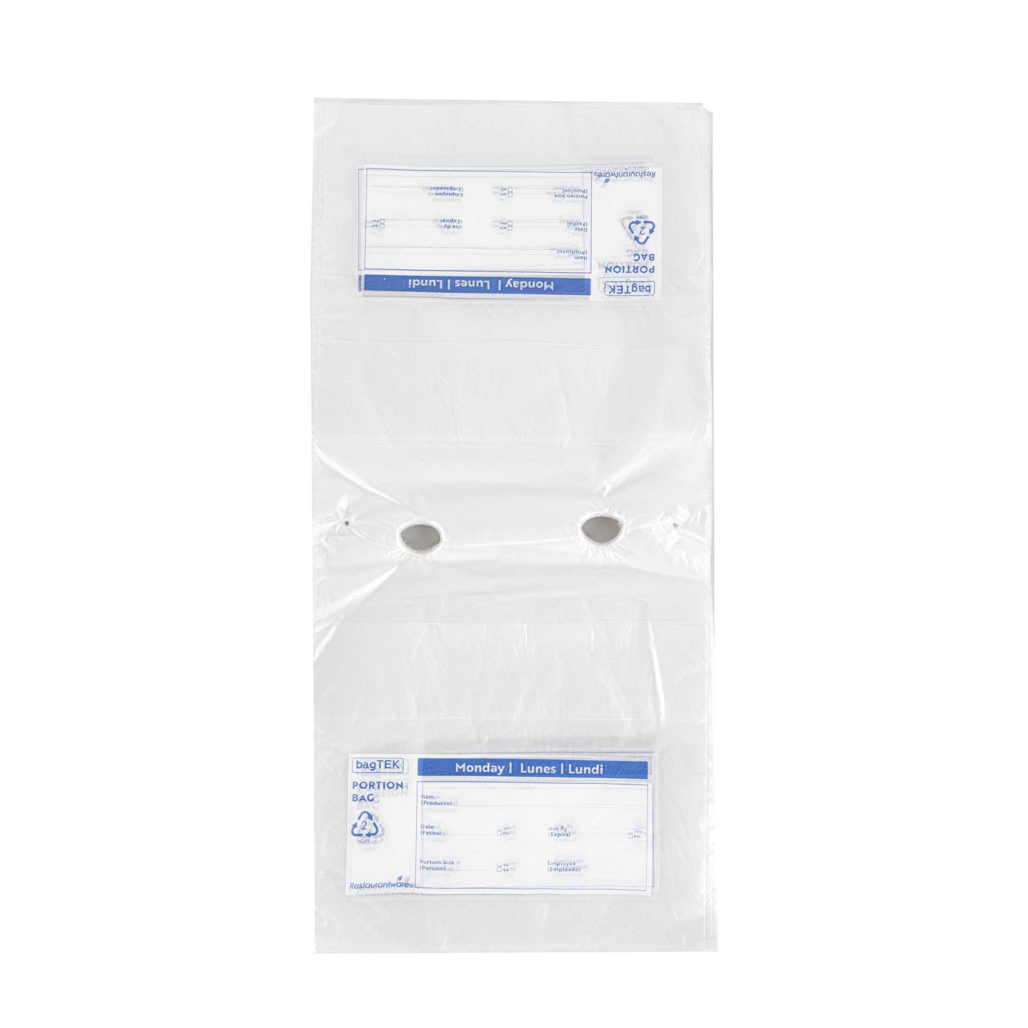 Bag Tek Clear and Blue Plastic Day Of The Week Monday Portion Bag - Trilingual - 6 1/2" x 7" - 200 count box