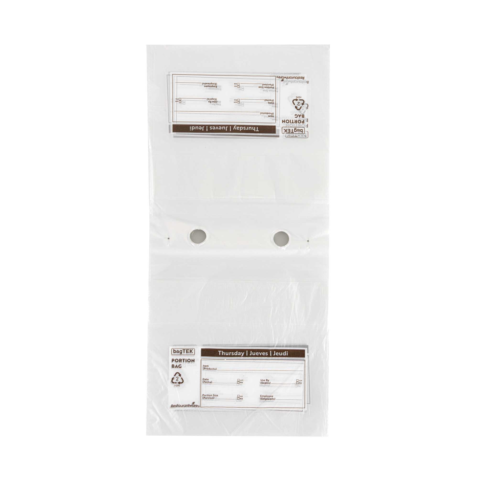 Bag Tek Clear and Brown Plastic Day Of The Week Thursday Portion Bag - Trilingual - 6 1/2" x 7" - 2000 count box