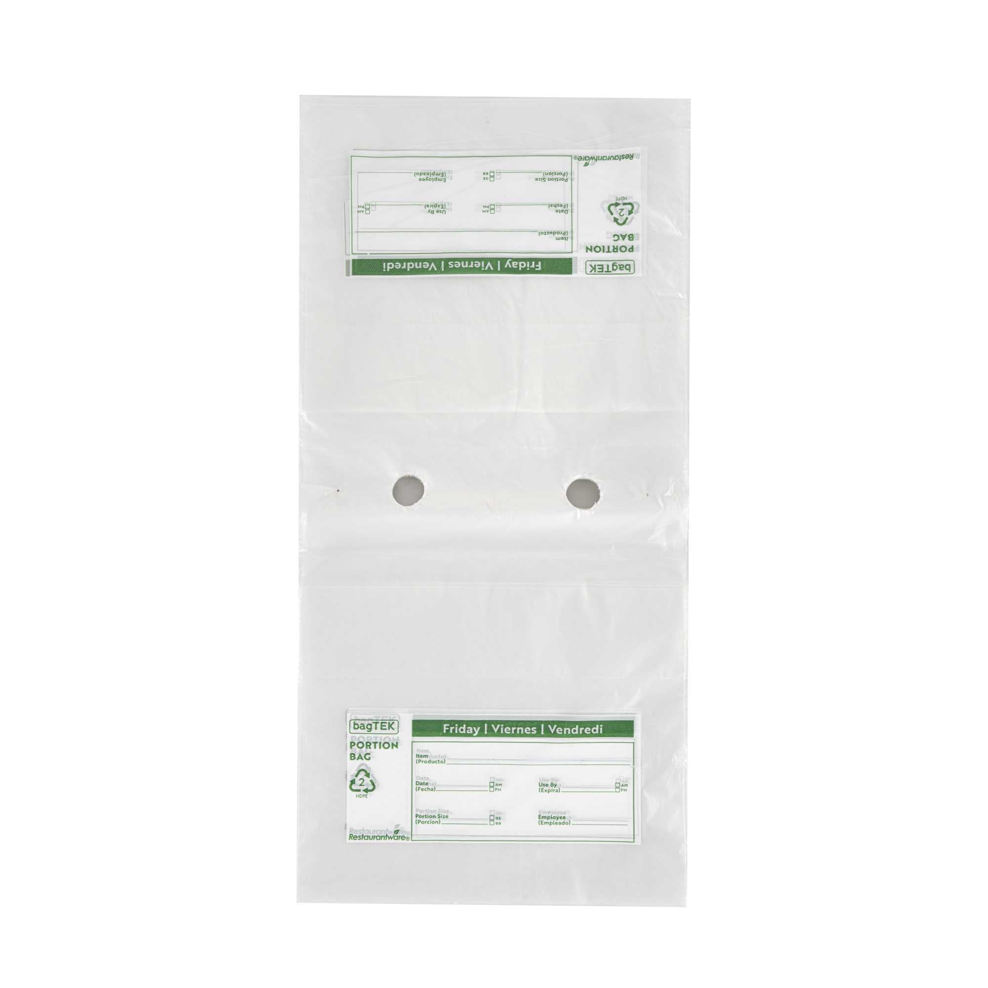 Bag Tek Clear and Green Plastic Day Of The Week Friday Portion Bag - Trilingual - 6 1/2" x 7" - 2000 count box
