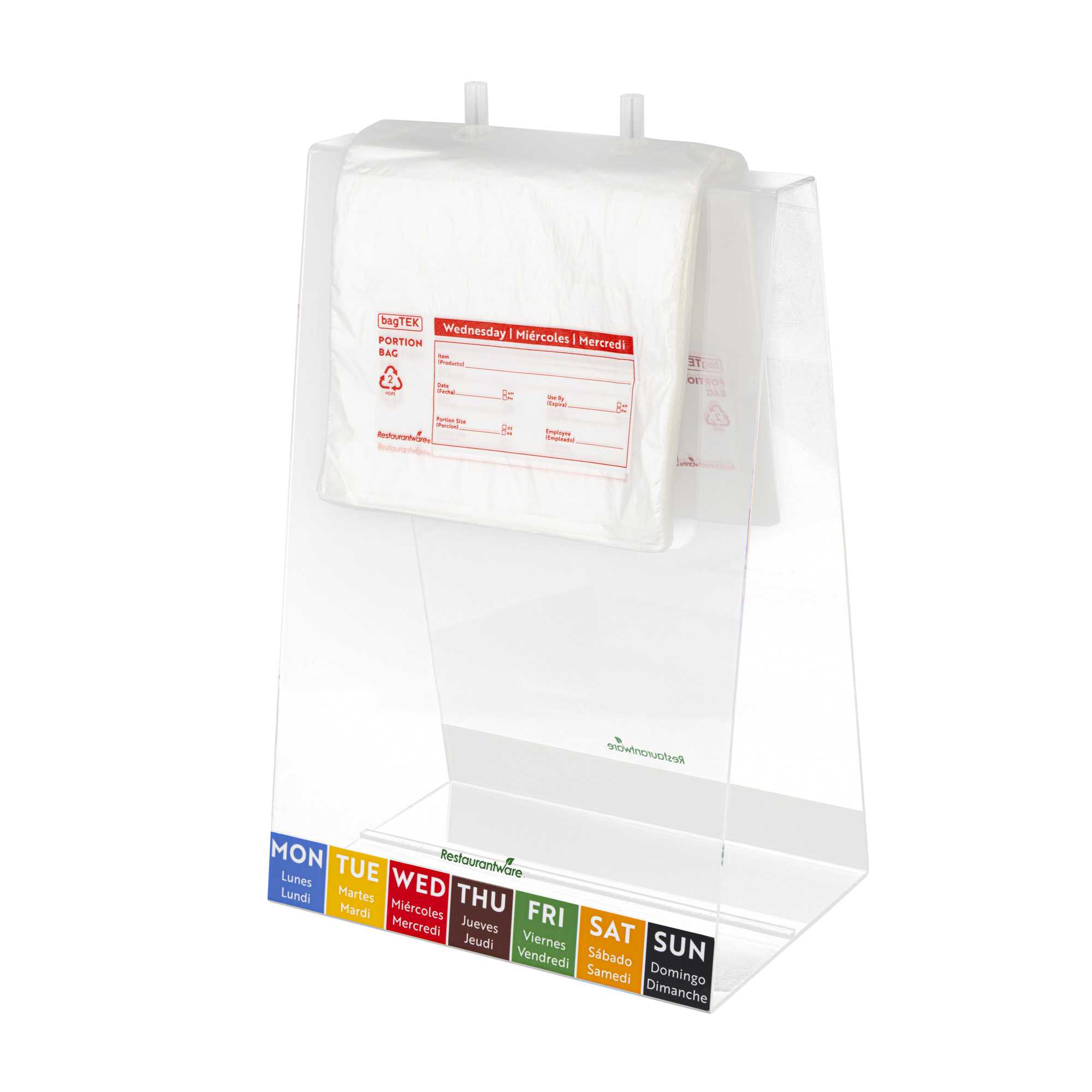 Bag Tek Clear and Red Plastic Day Of The Week Wednesday Portion Bag - Trilingual - 6 1/2" x 7" - 2000 count box