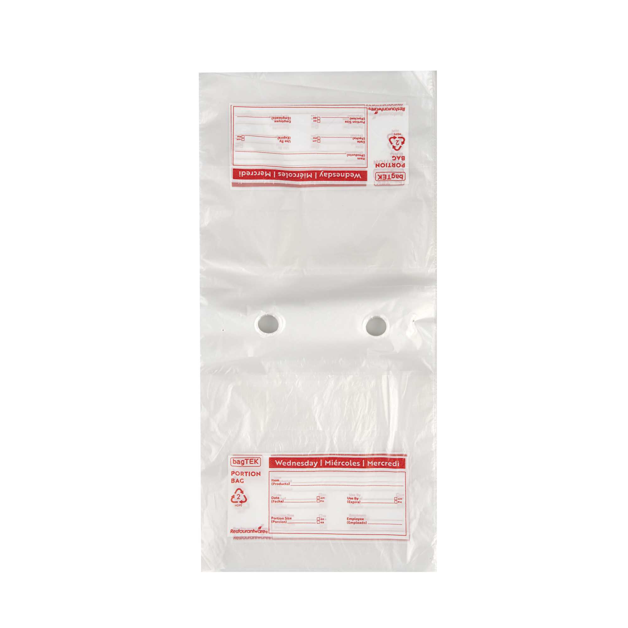 Bag Tek Clear and Red Plastic Day Of The Week Wednesday Portion Bag - Trilingual - 6 1/2" x 7" - 2000 count box