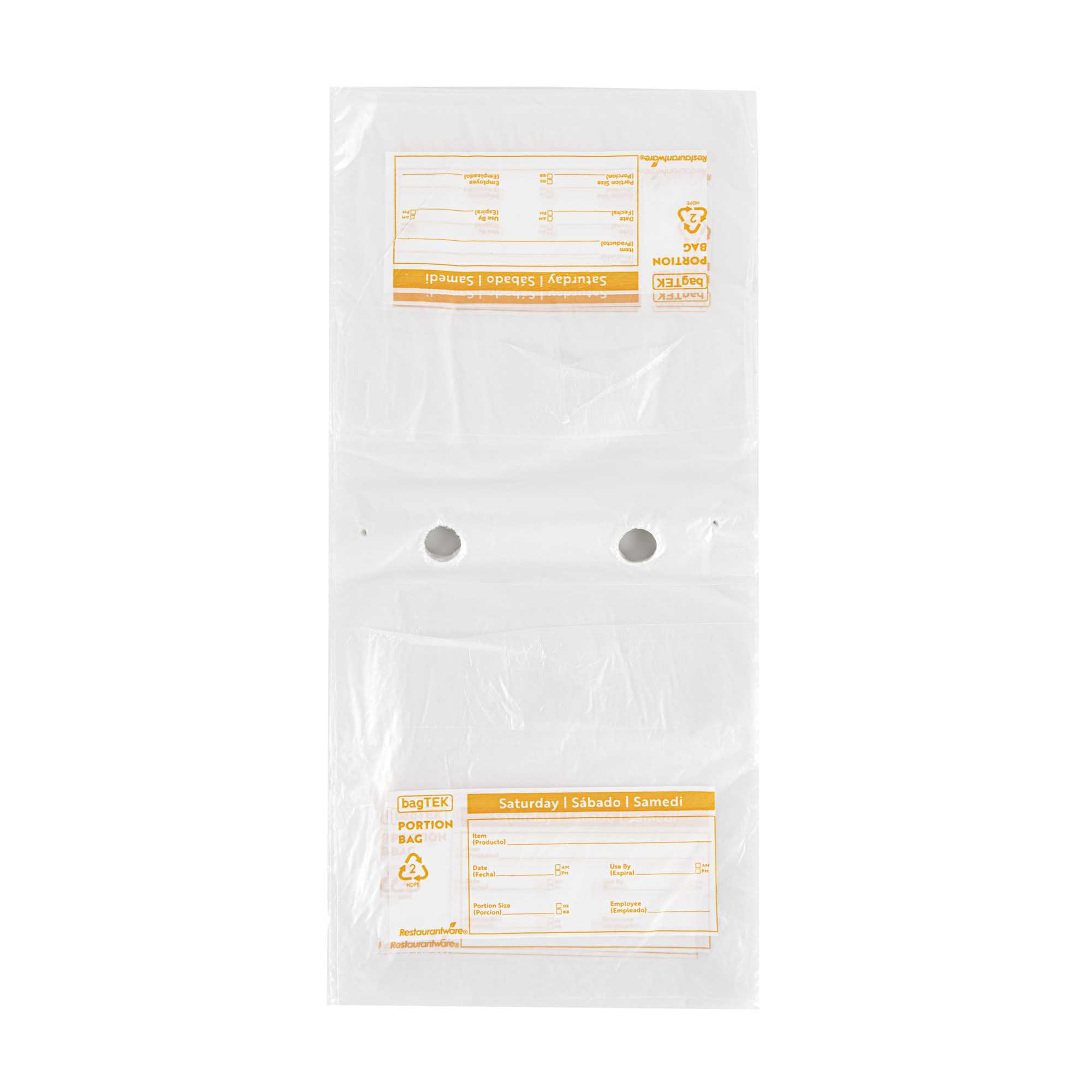 Bag Tek Clear and Orange Plastic Day Of The Week Saturday Portion Bag - Trilingual - 6 1/2" x 7" - 2000 count box