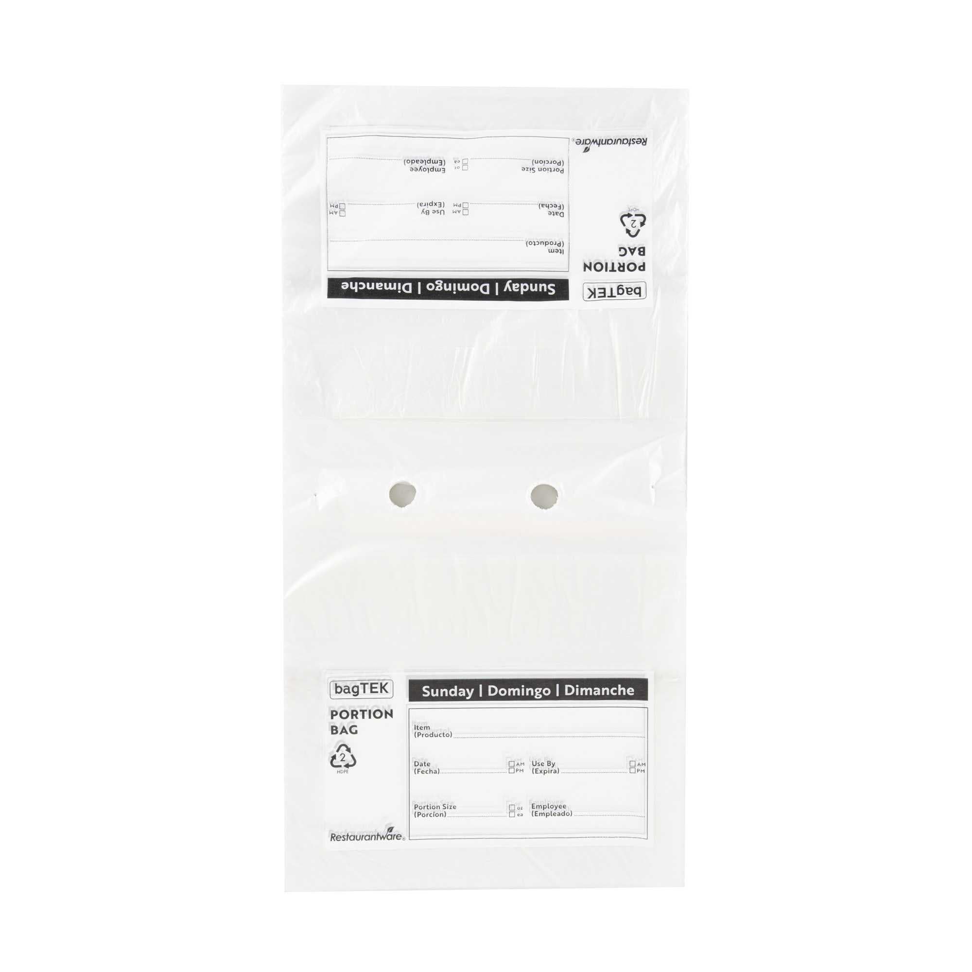 Bag Tek Clear and Black Plastic Day Of The Week Sunday Portion Bag - Trilingual - 8 1/2" x 8 1/2" - 2000 count box