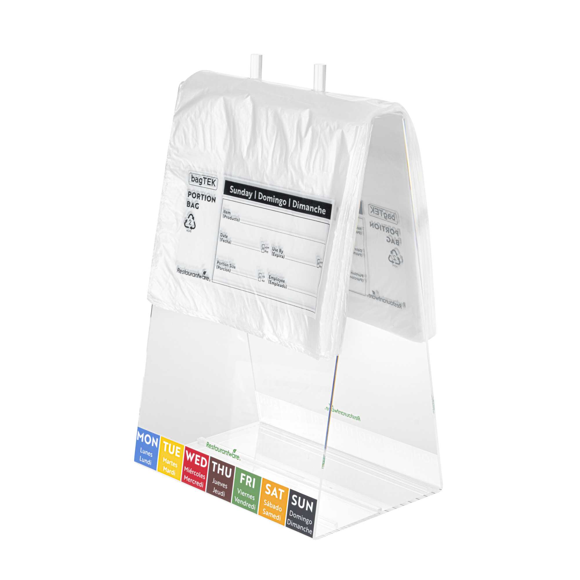 Bag Tek Clear and Black Plastic Day Of The Week Sunday Portion Bag - Trilingual - 8 1/2" x 8 1/2" - 200 count box