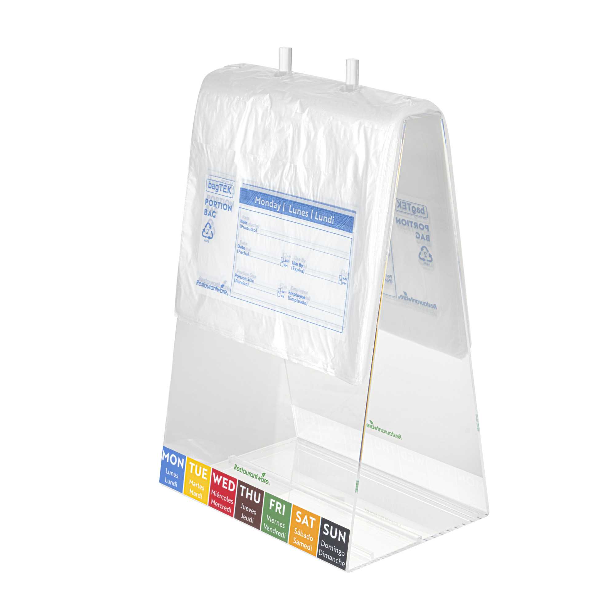 Bag Tek Clear and Blue Plastic Day Of The Week Monday Portion Bag - Trilingual - 8 1/2" x 8 1/2" - 200 count box