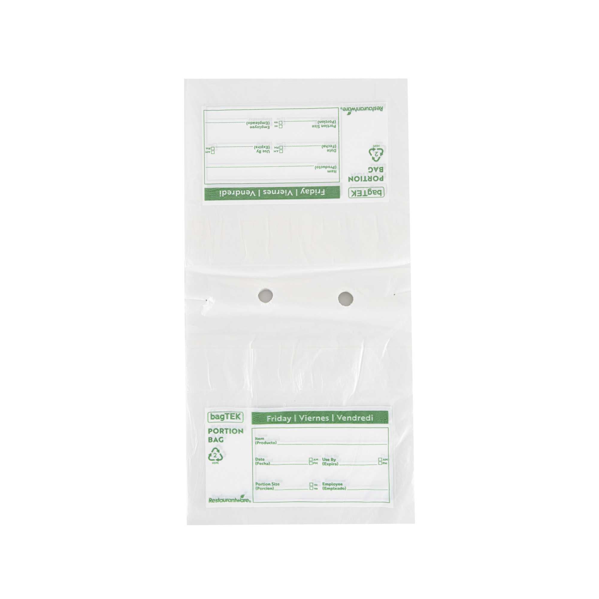 Bag Tek Clear and Green Plastic Day Of The Week Friday Portion Bag - Trilingual - 8 1/2" x 8 1/2" - 200 count box
