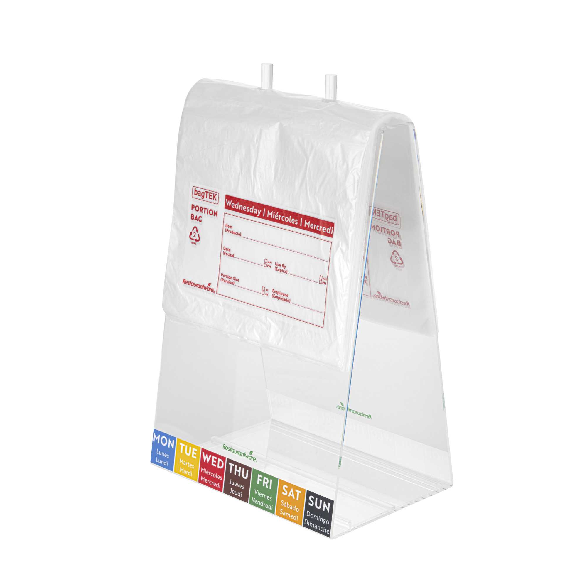 Bag Tek Clear and Red Plastic Day Of The Week Wednesday Portion Bag - Trilingual - 8 1/2" x 8 1/2" - 200 count box
