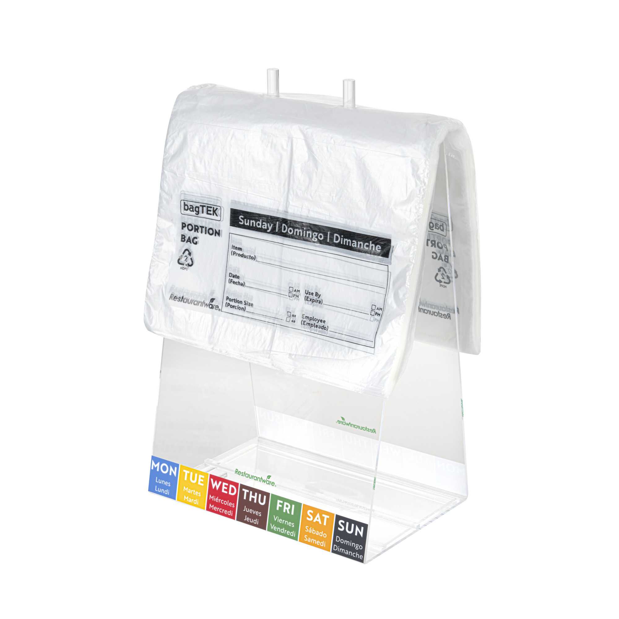 Bag Tek Clear and Black Plastic Day Of The Week Sunday Portion Bag - Trilingual - 10" x 8 1/2" - 2000 count box