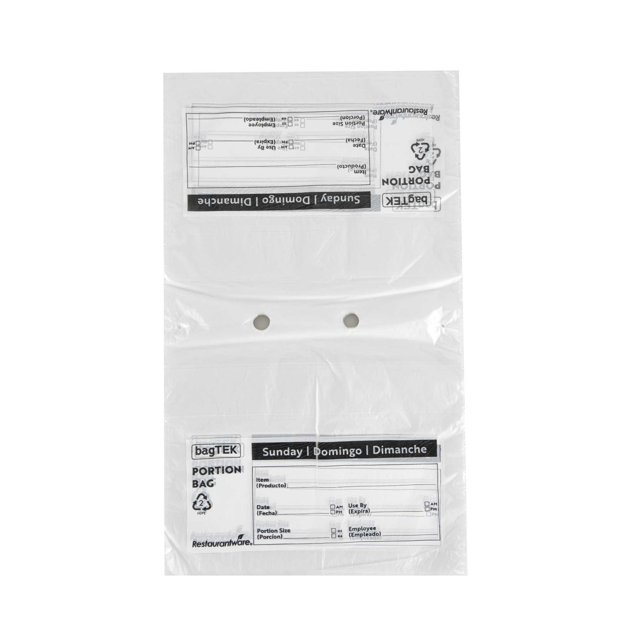 Bag Tek Clear and Black Plastic Day Of The Week Sunday Portion Bag - Trilingual - 10" x 8 1/2" - 2000 count box