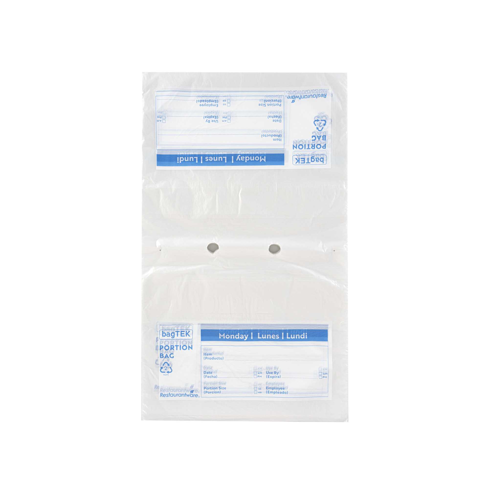 Bag Tek Clear and Blue Plastic Day Of The Week Monday Portion Bag - Trilingual - 10" x 8 1/2" - 2000 count box