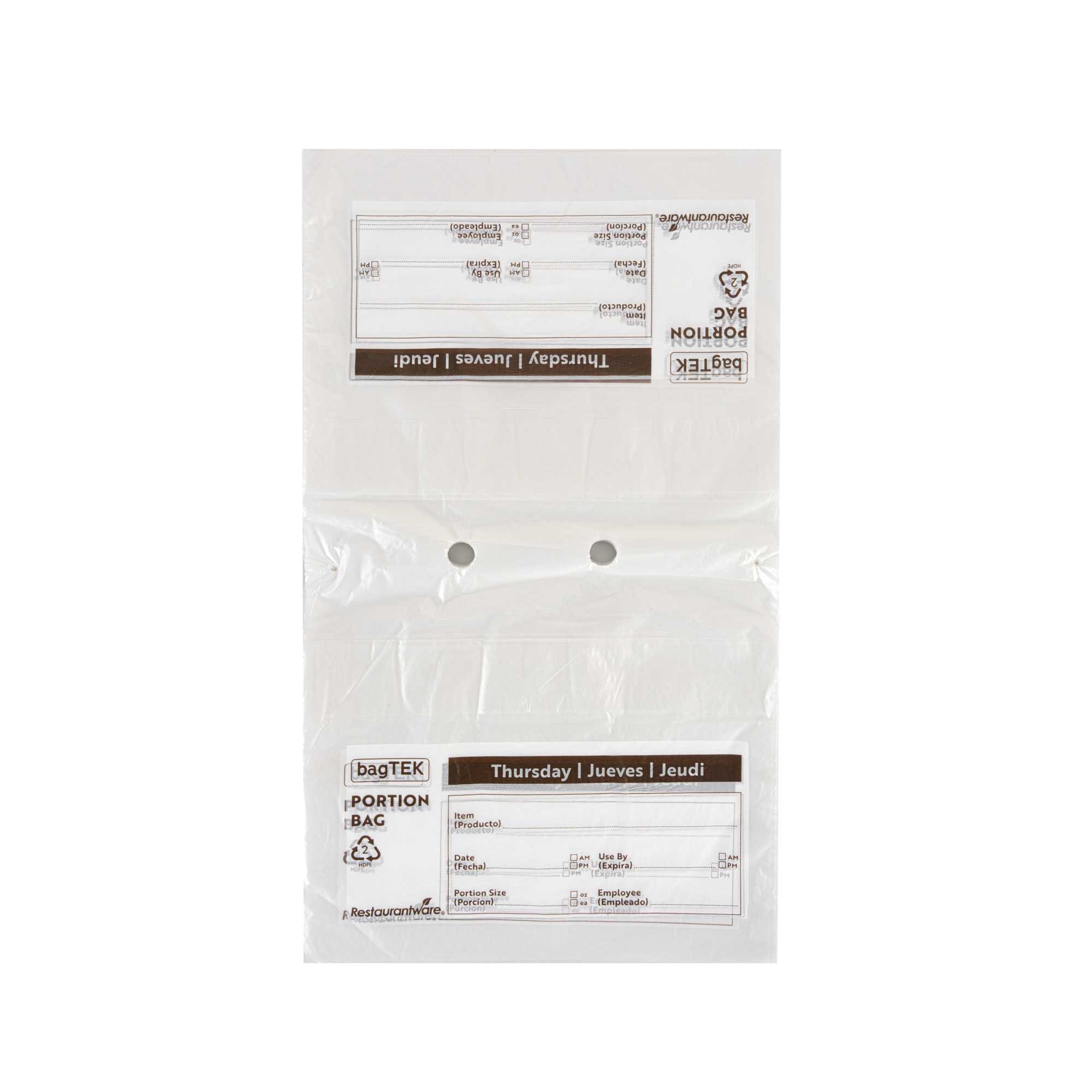 Bag Tek Clear and Brown Plastic Day Of The Week Thursday Portion Bag - Trilingual - 10" x 8 1/2" - 2000 count box