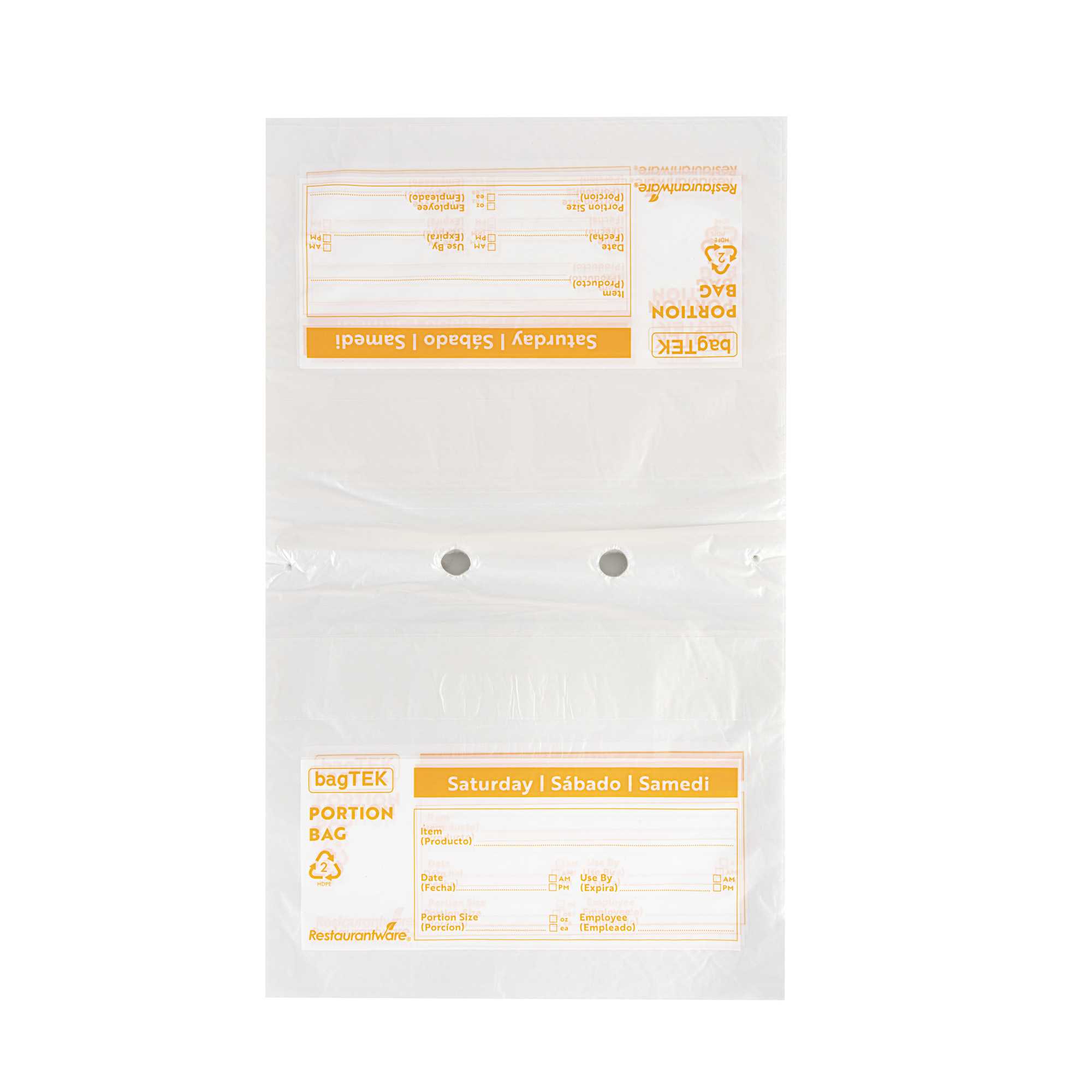 Bag Tek Clear and Orange Plastic Day Of The Week Saturday Portion Bag - Trilingual - 10" x 8 1/2" - 2000 count box