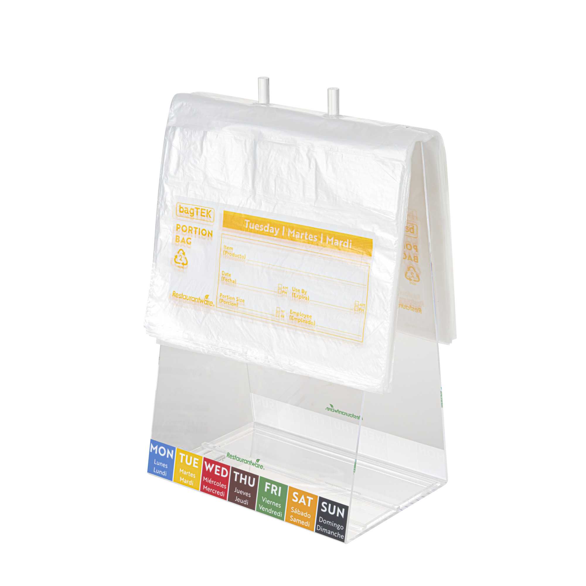 Bag Tek Clear and Yellow Plastic Day Of The Week Tuesday Portion Bag - Trilingual - 10" x 8 1/2" - 2000 count box
