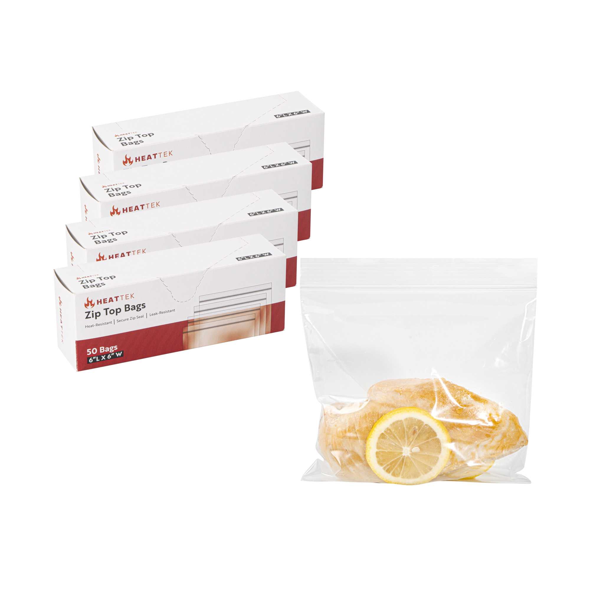 Heat Tek 2 Mil Clear LDPE Zip Top Bag - 6" x 6" - 2000 count box