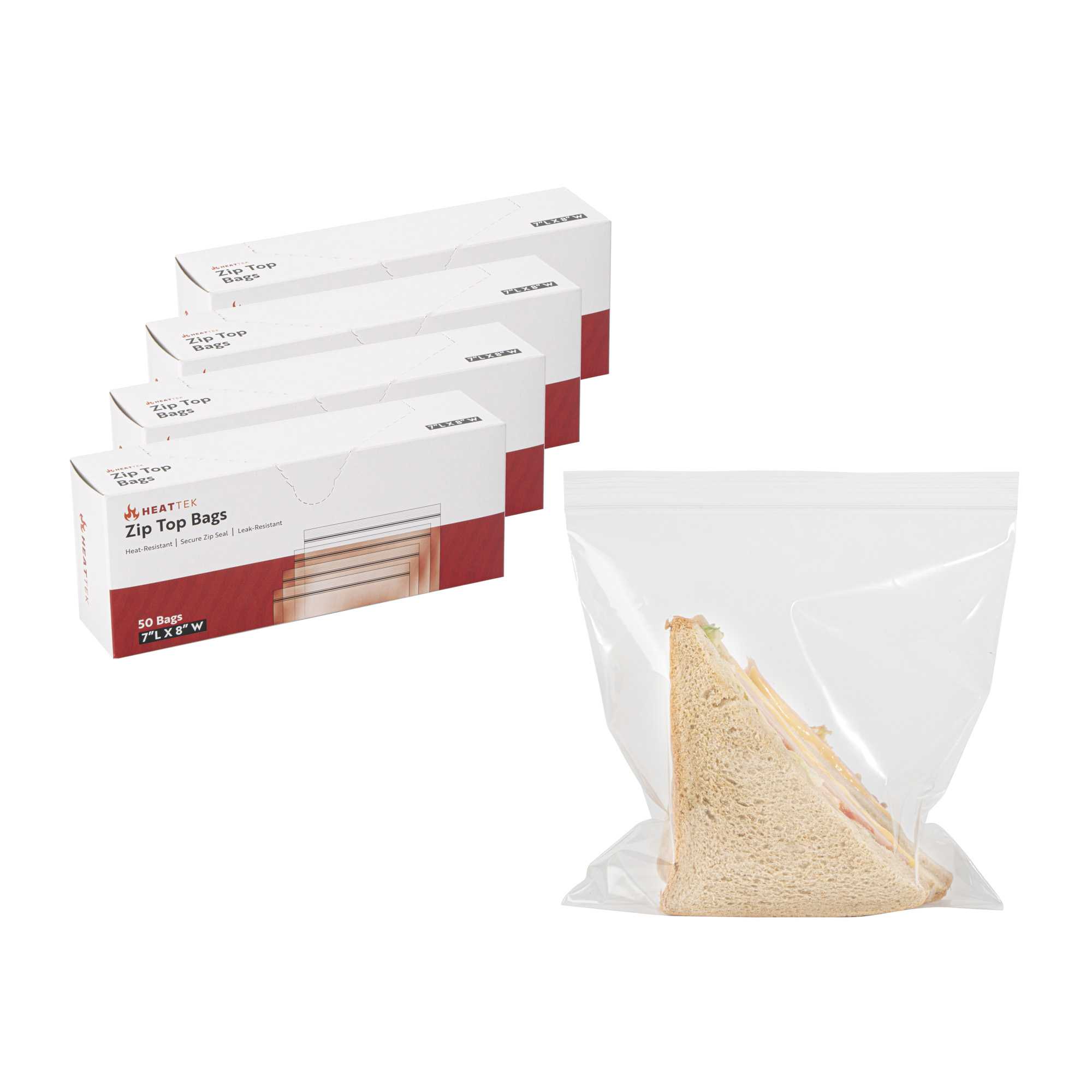 Heat Tek 2 Mil Clear LDPE Zip Top Bag - 7" x 8" - 2000 count box