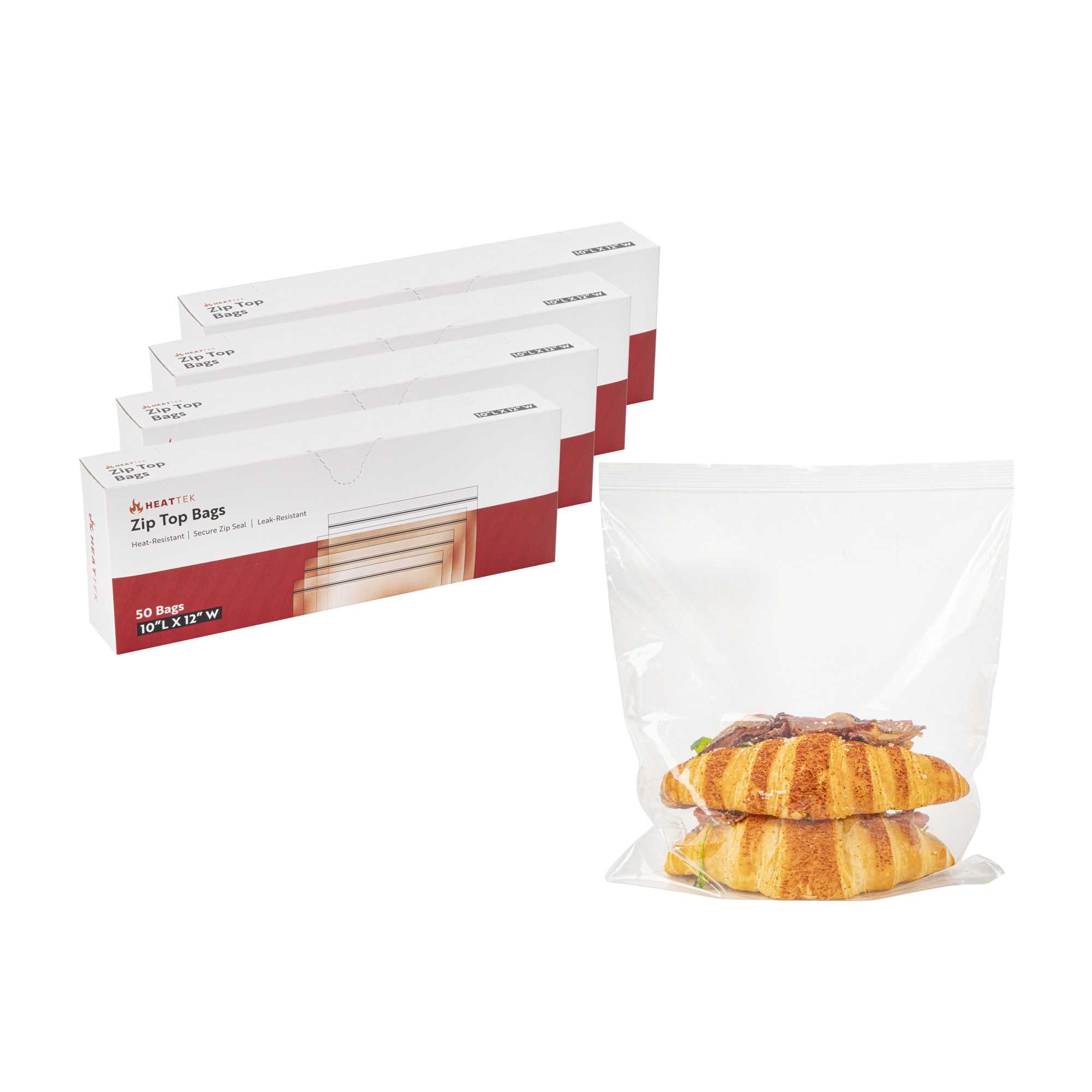 Heat Tek 2 Mil Clear LDPE Zip Top Bag - 10" x 12" - 2000 count box