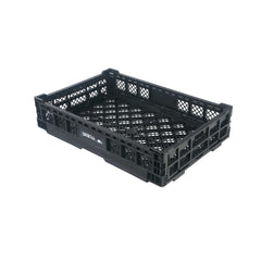 Cater Tek Rectangle Black Plastic Collapsible Crate - Vented, Stackable - 23 3/4
