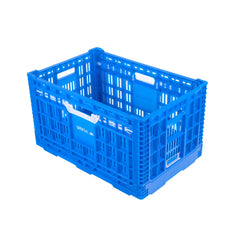 Cater Tek Rectangle Blue Plastic Collapsible Crate - Vented, Stackable - 23 3/4