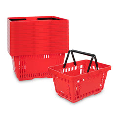Shop Tek Red Plastic Grocery Market Shopping Basket - with Plastic Handles - 17