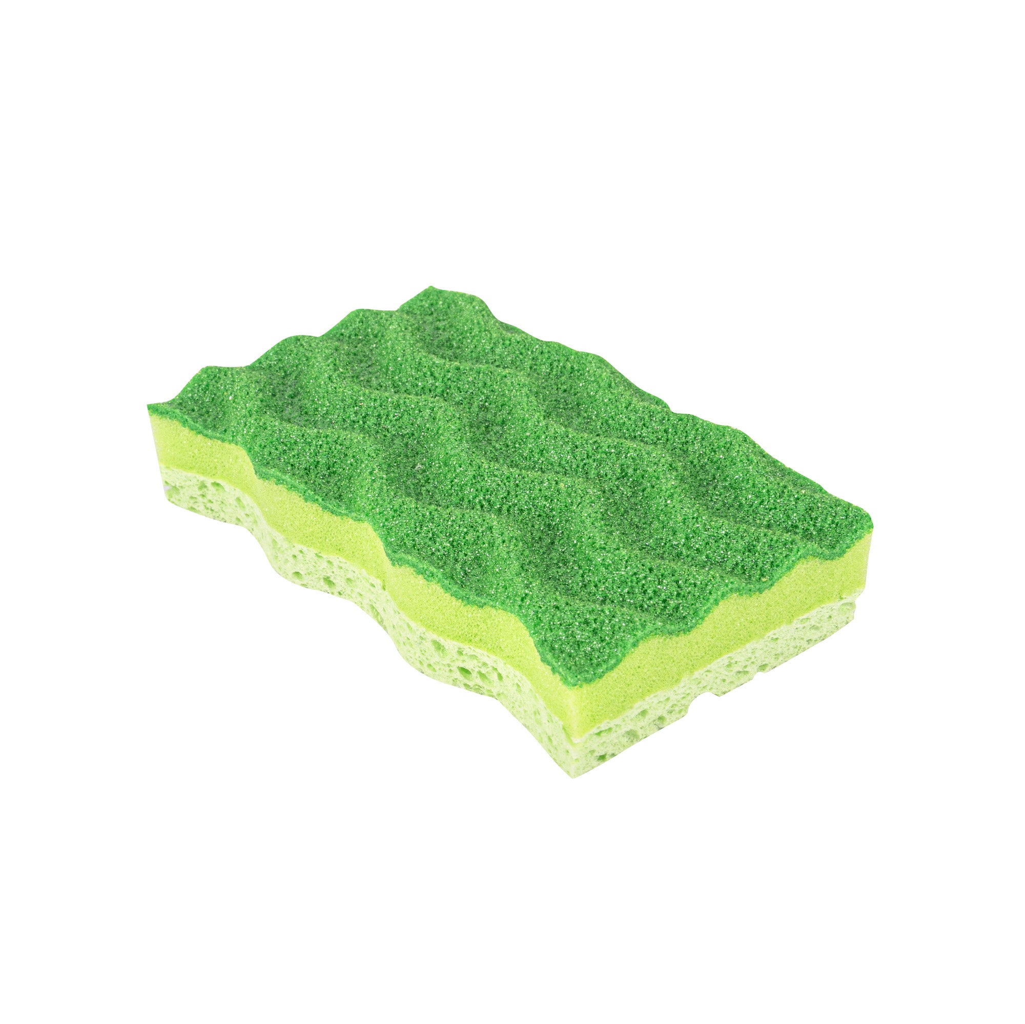 Clean Tek Professional All-Purpose Light and Dark Green Cellulose Scouring Sponge - Grooved - 4 1/2" x 2 1/2" x 1" - 60 count box