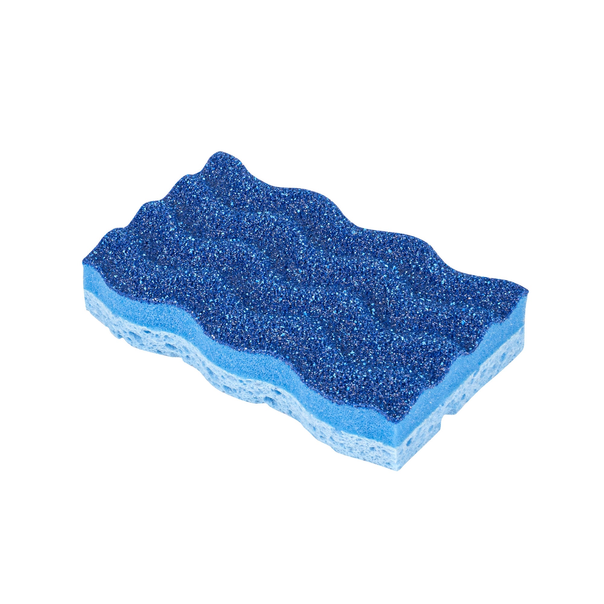 Clean Tek Professional Light-Duty Light and Dark Blue Cellulose Scouring Sponge - Grooved - 4 1/2" x 2 1/2" x 1" - 60 count box