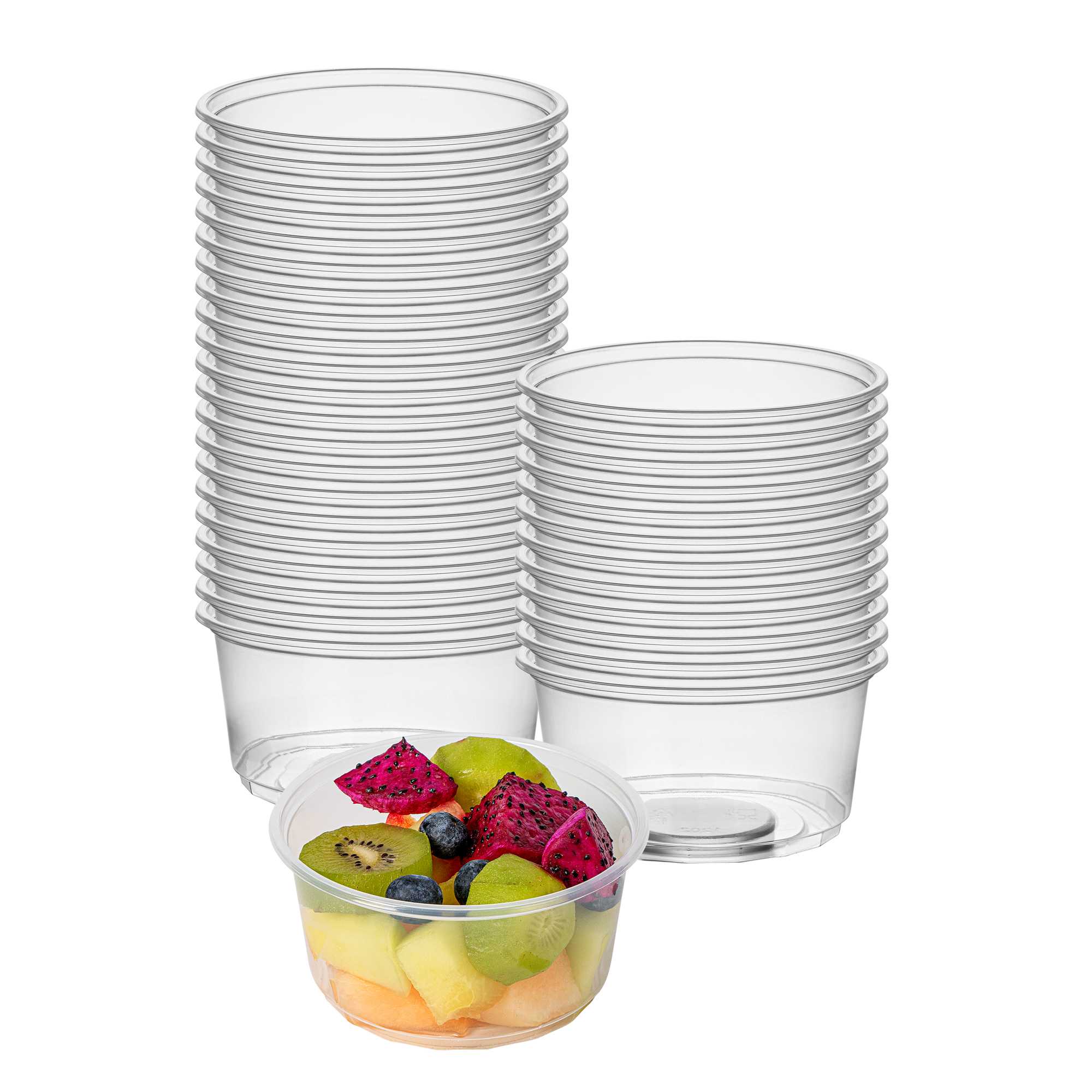 SustainaLite 12 oz Clear Plastic To Go Deli Container - 3 1/2" x 3 1/2" x 2 1/2" - 500 count box