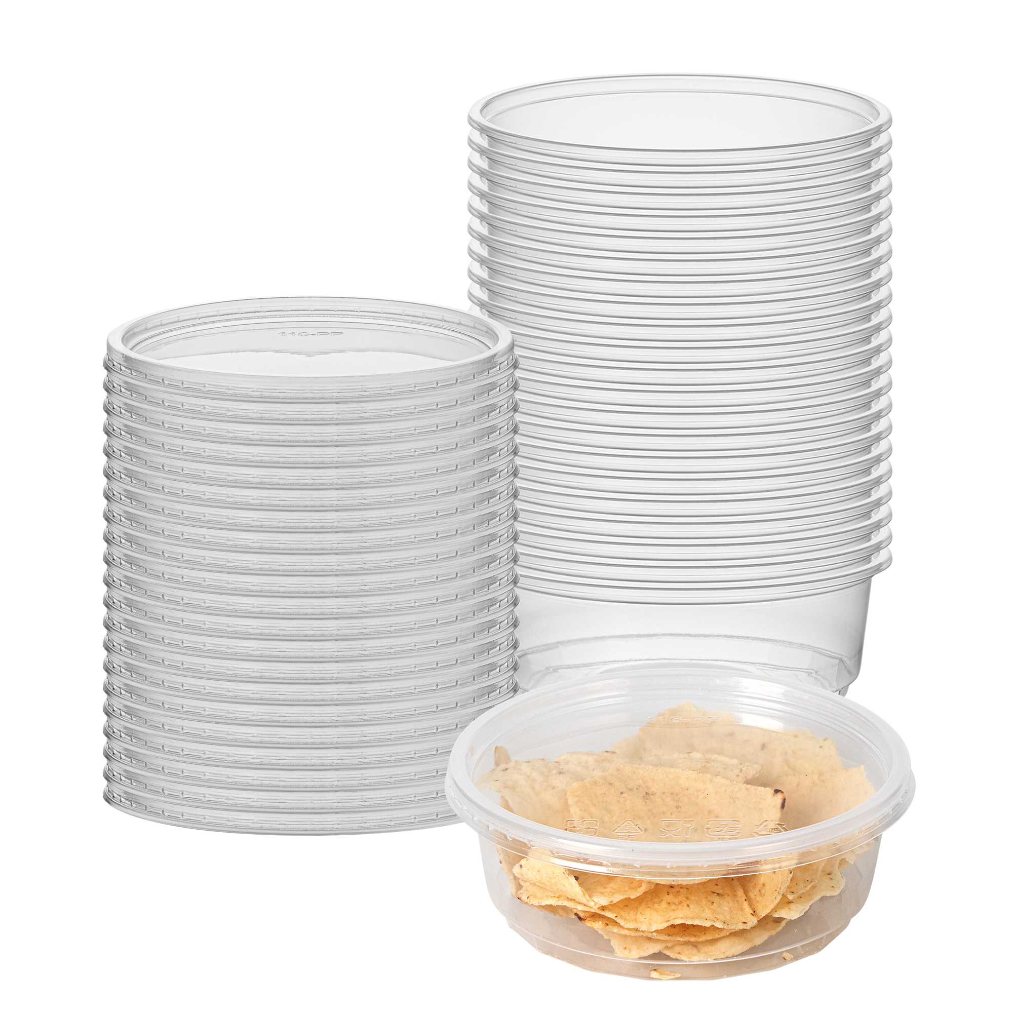 SustainaLite 8 oz Clear Plastic To Go Deli Container - with Lid - 3 1/2" x 3 1/2" x 1 3/4" - 500 count box