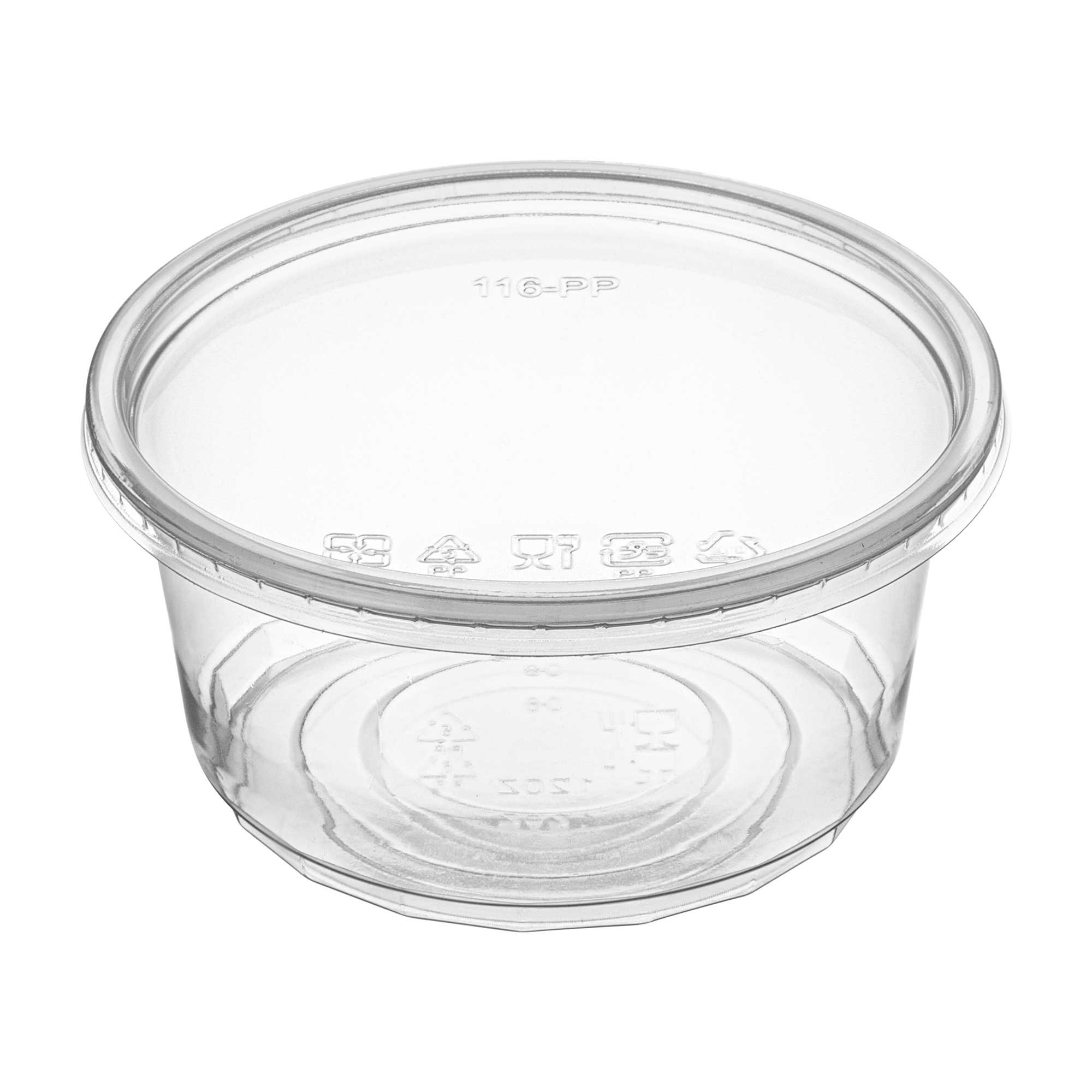 SustainaLite 12 oz Clear Plastic To Go Deli Container - with Lid - 3 1/2" x 3 1/2" x 2 1/2" - 500 count box