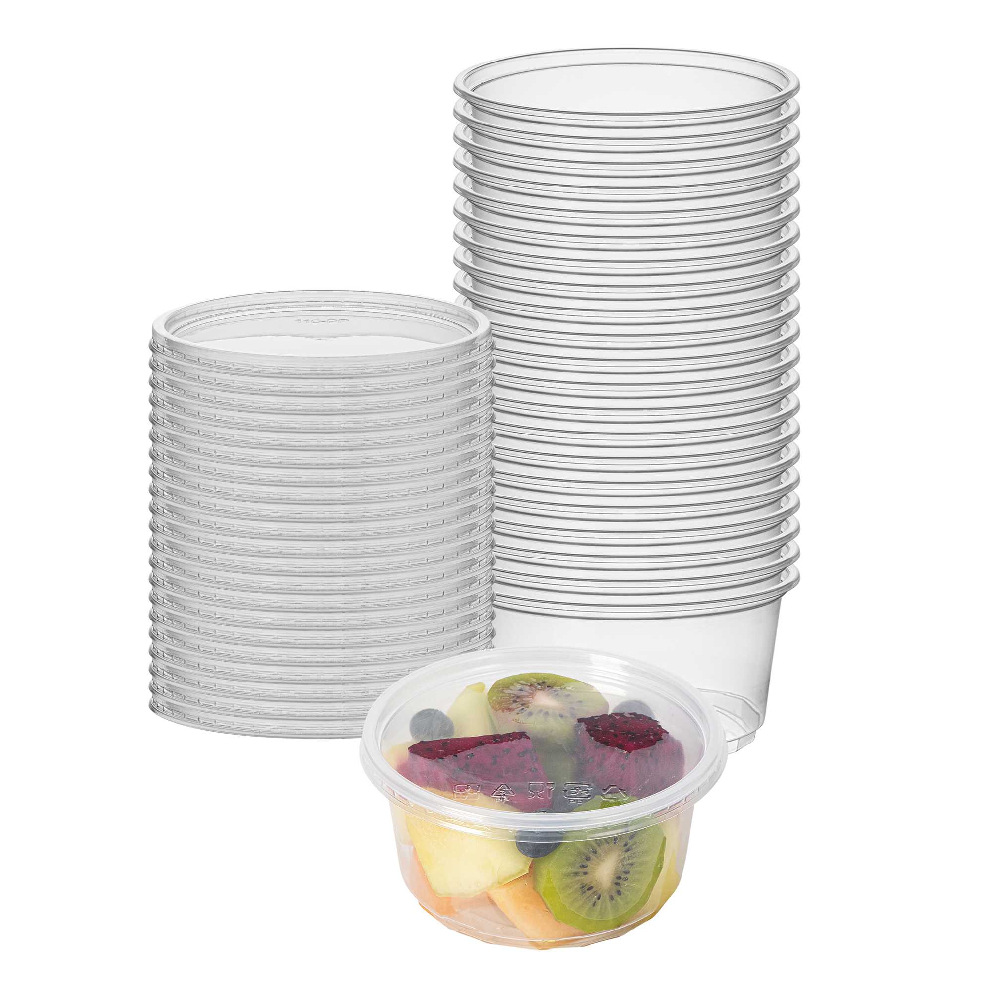 SustainaLite 12 oz Clear Plastic To Go Deli Container - with Lid - 3 1/2" x 3 1/2" x 2 1/2" - 500 count box