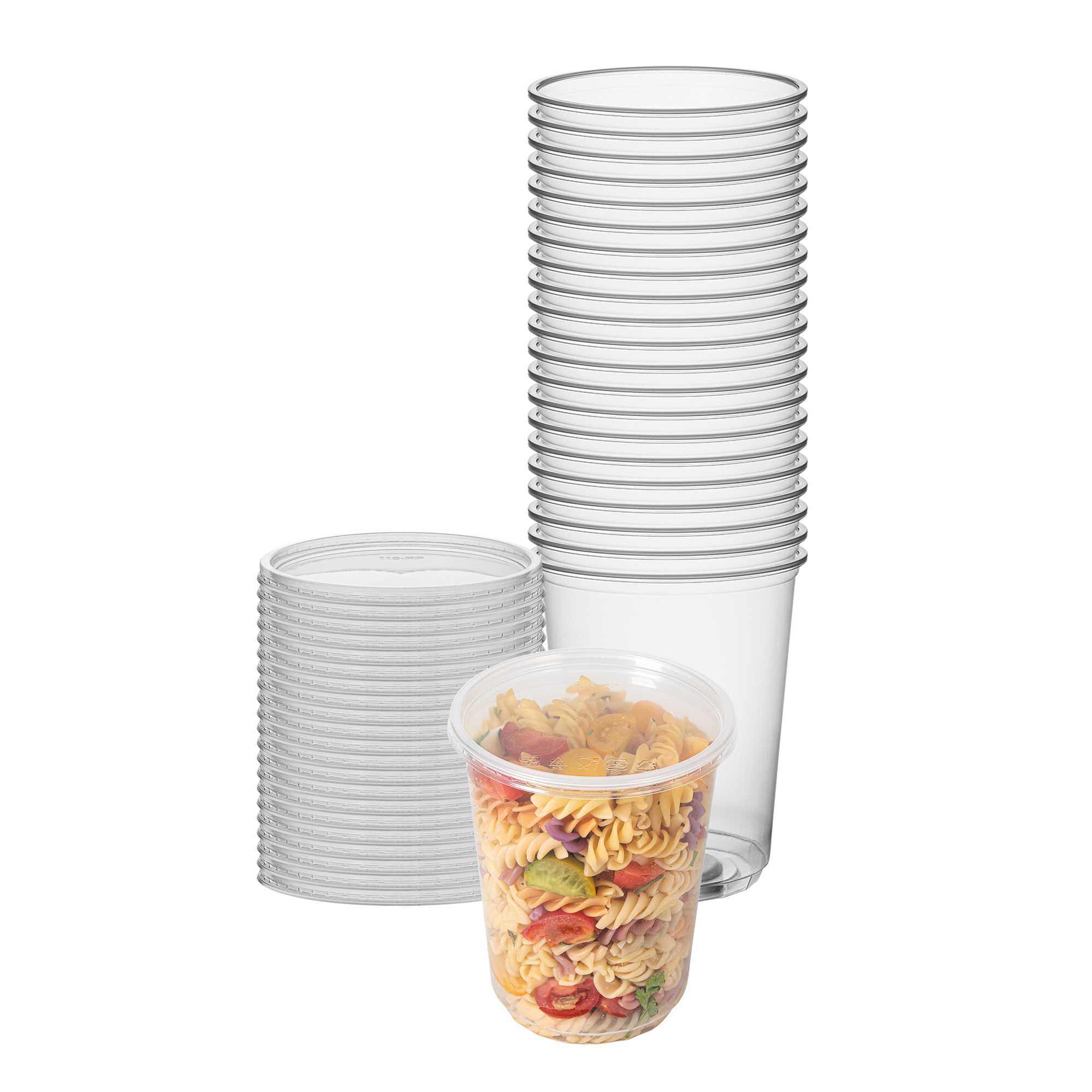 SustainaLite 32 oz Clear Plastic To Go Deli Container - with Lid - 2 3/4" x 2 3/4" x 5 3/4" - 500 count box